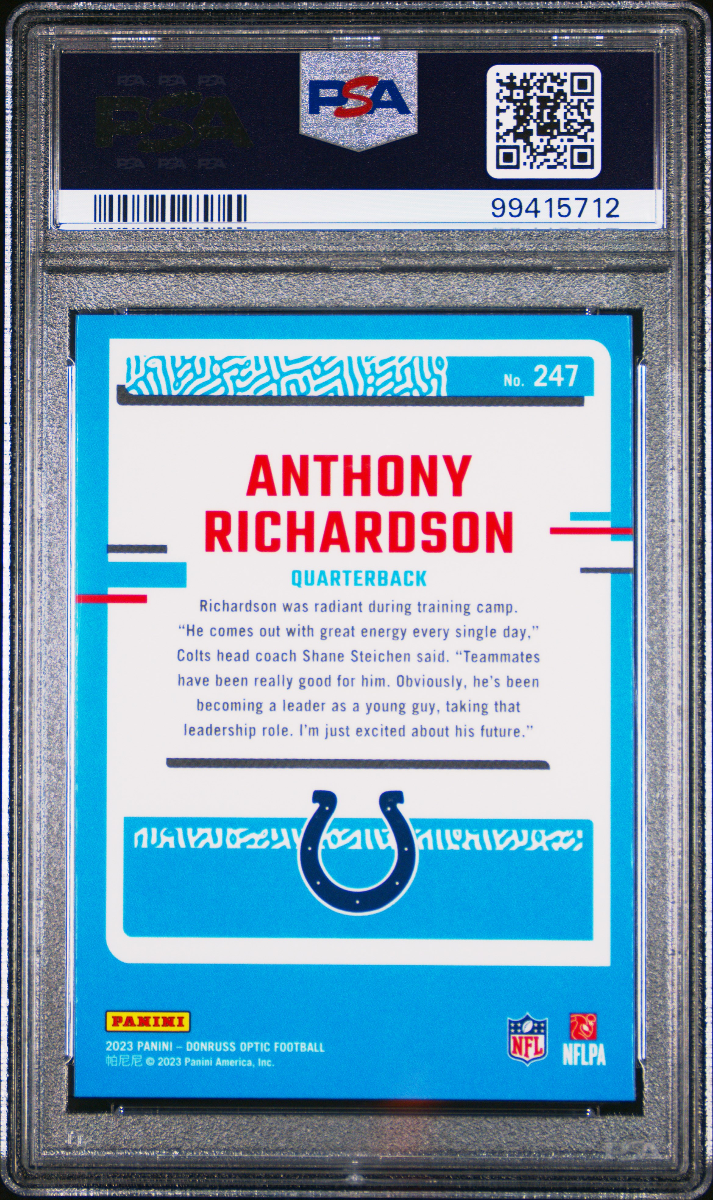 2023 Panini Donruss Optic Anthony Richardson #247 Mint 9 back