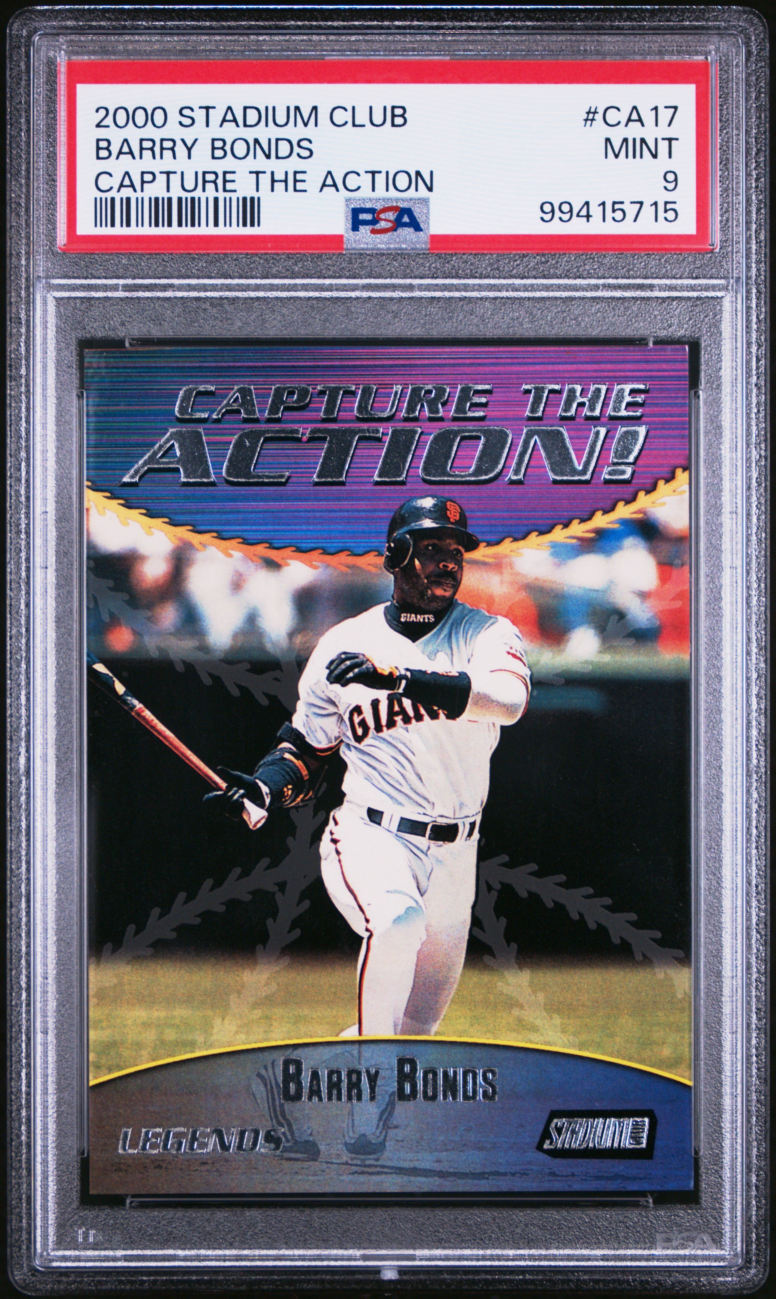 2000 Stadium Club Capture The Action Barry Bonds #Ca17 (Capture The Action) Mint 9 front