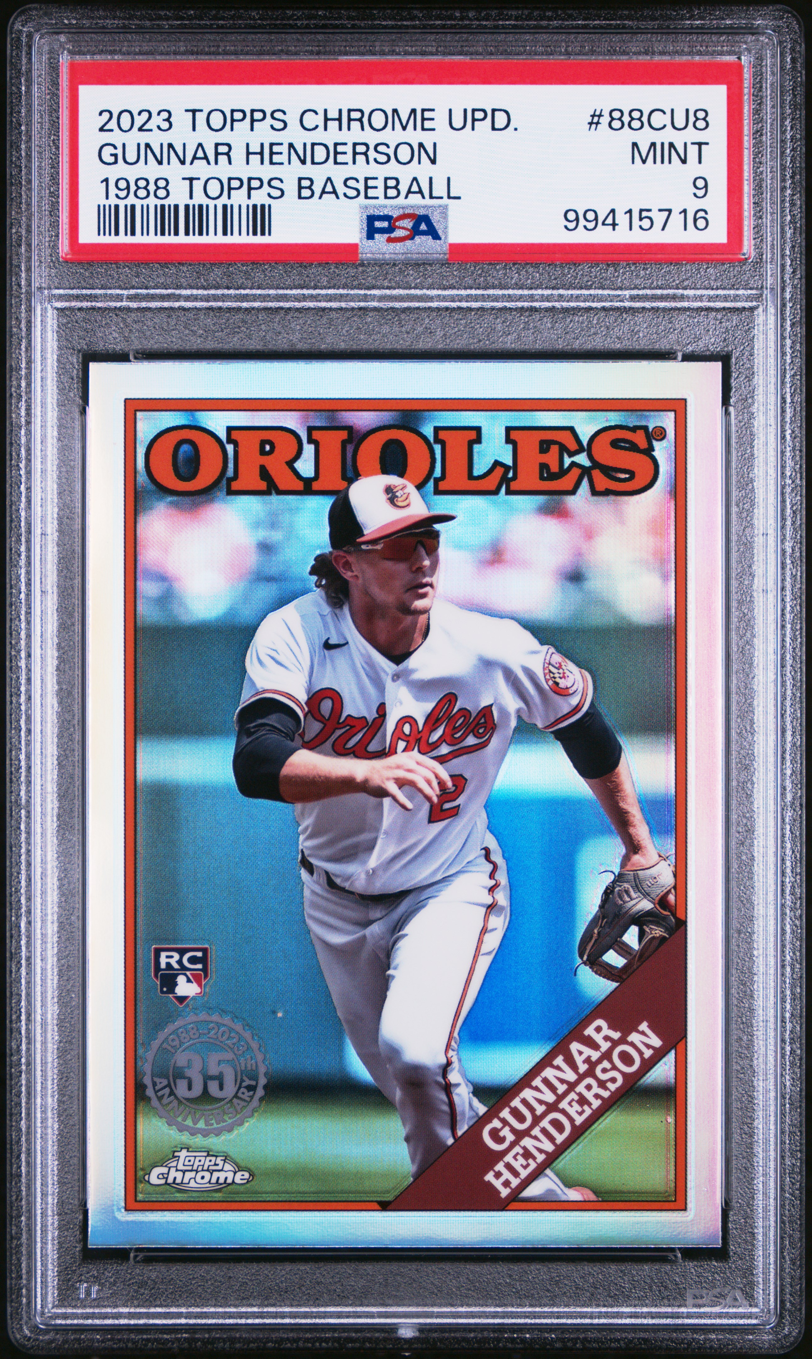 2023 Topps Chrome Update 1988 Topps Baseball Gunnar Henderson #88Cu8 Mint 9 front