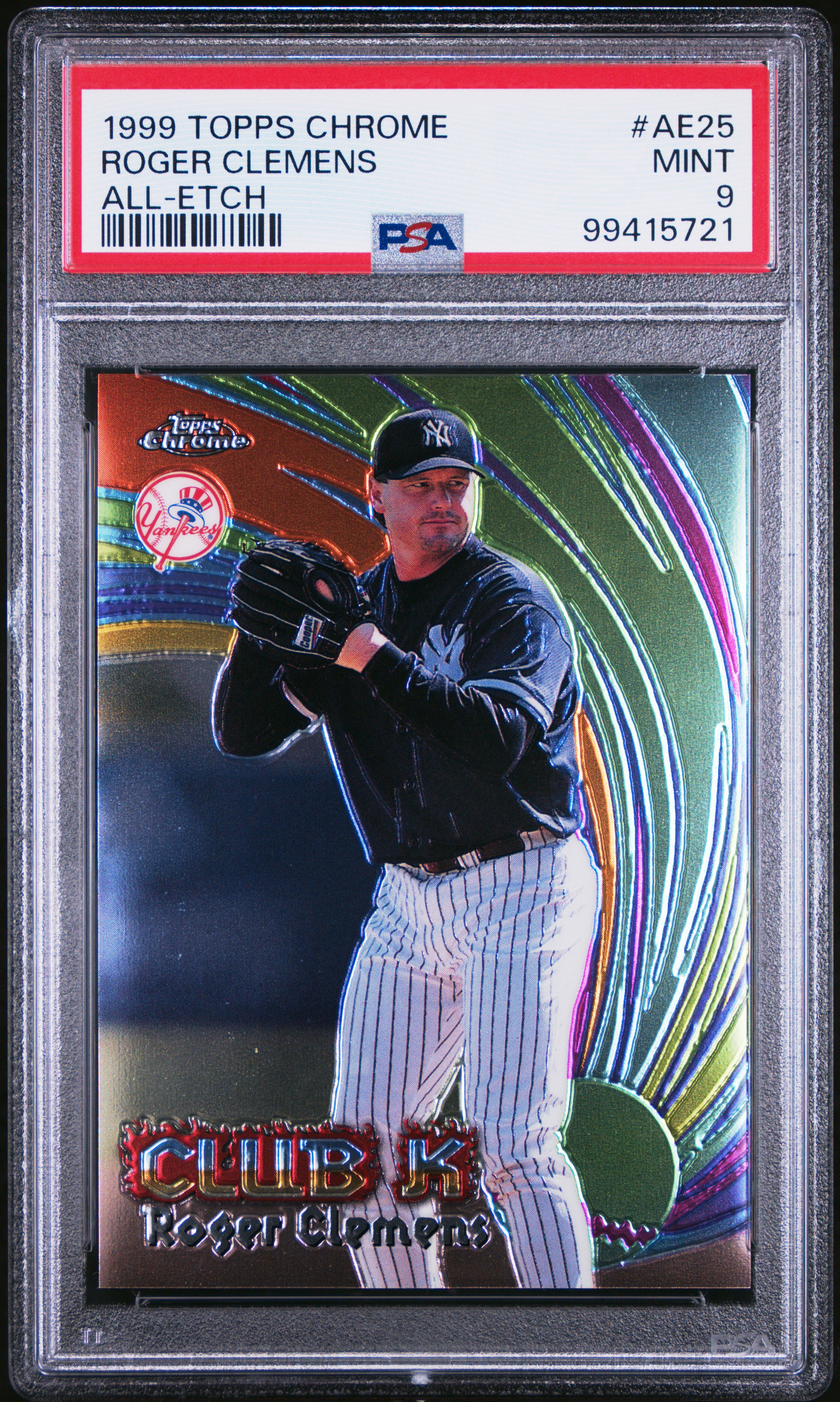 1999 Topps Chrome All-Etch Roger Clemens #Ae25 (All-Etch) Mint 9 front