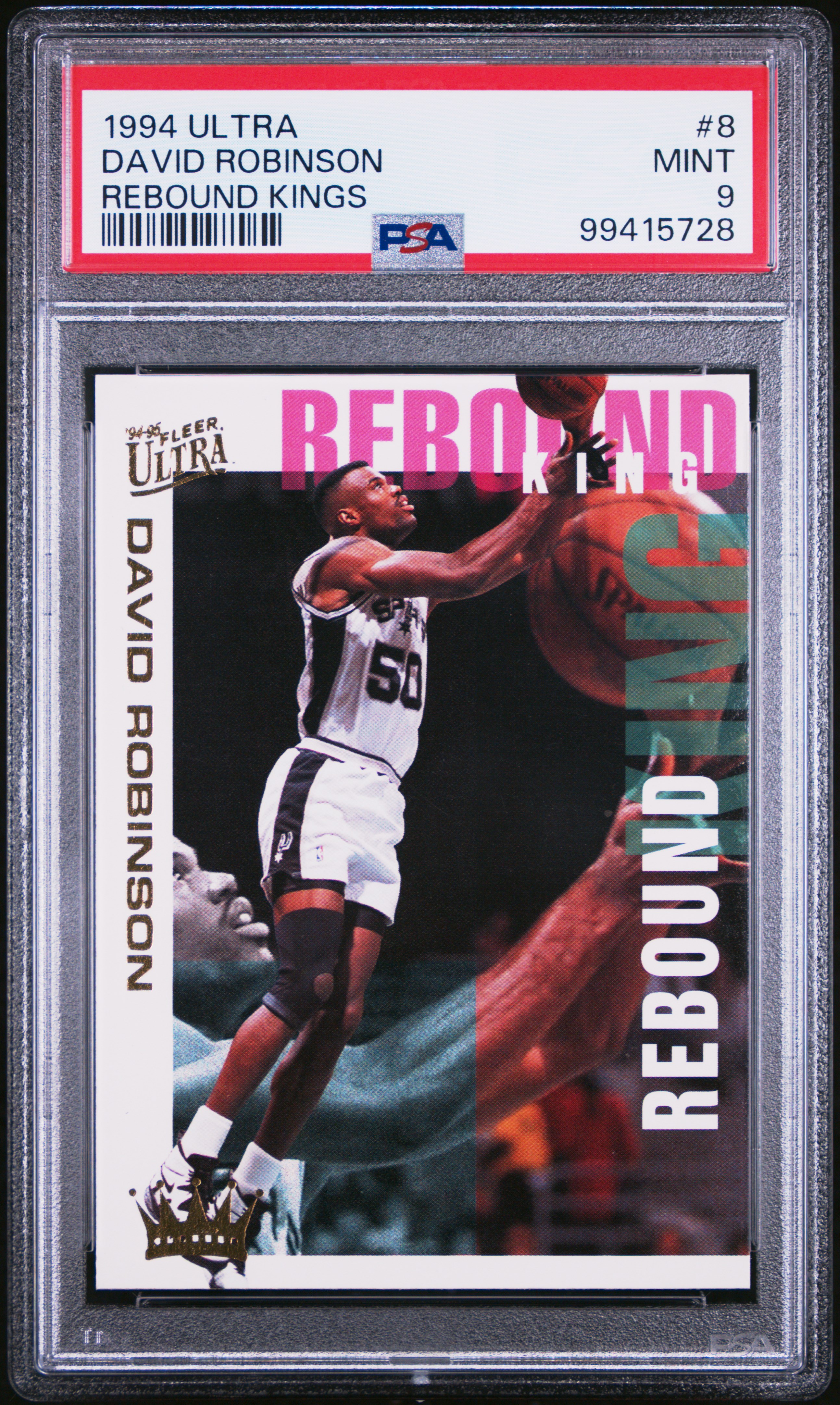 1994 Ultra Rebound Kings David Robinson #8 (Rebound Kings) Mint 9 front
