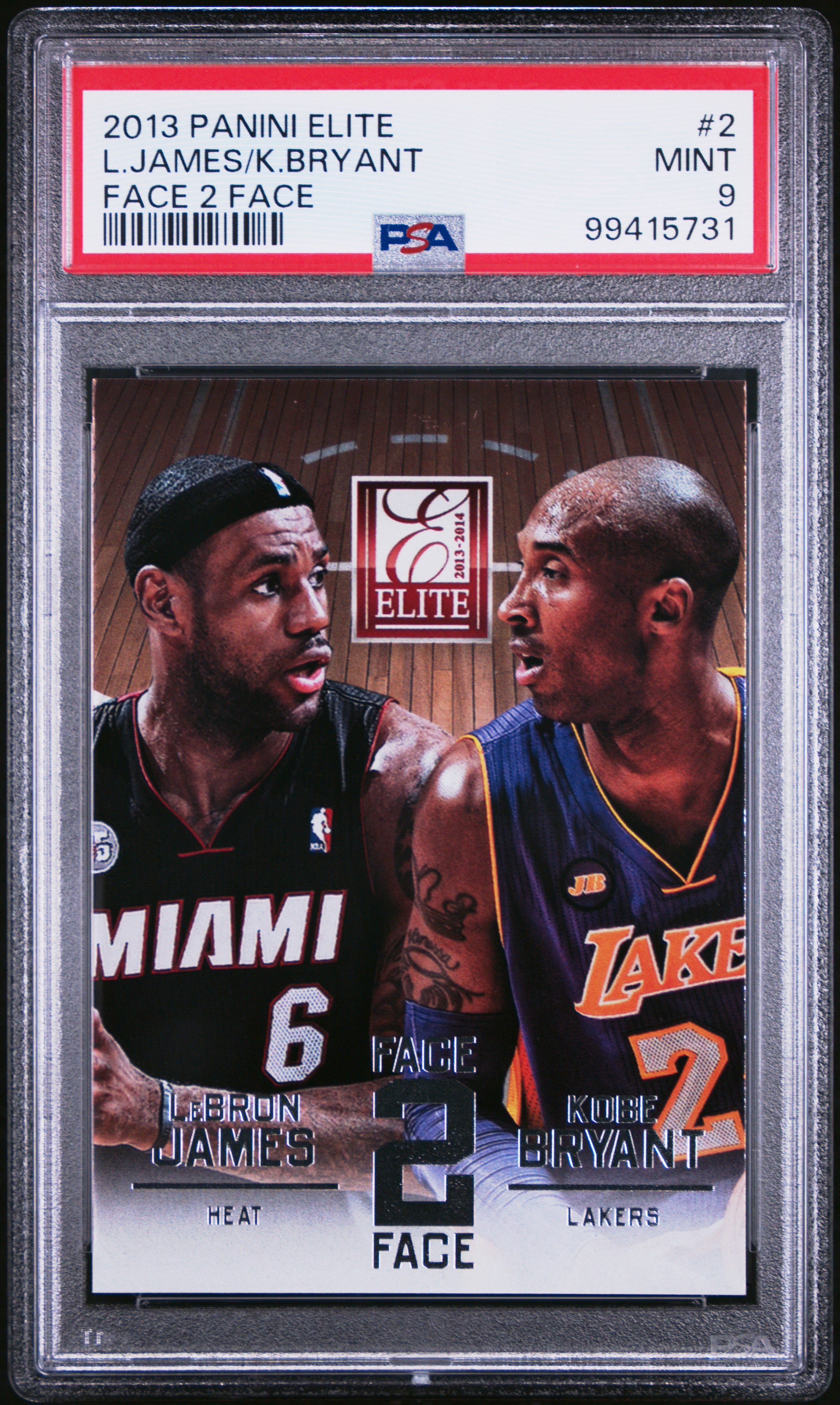 2013 Panini Elite Face 2 Face L.james/K.bryant #2 (Face 2 Face) Mint 9 front