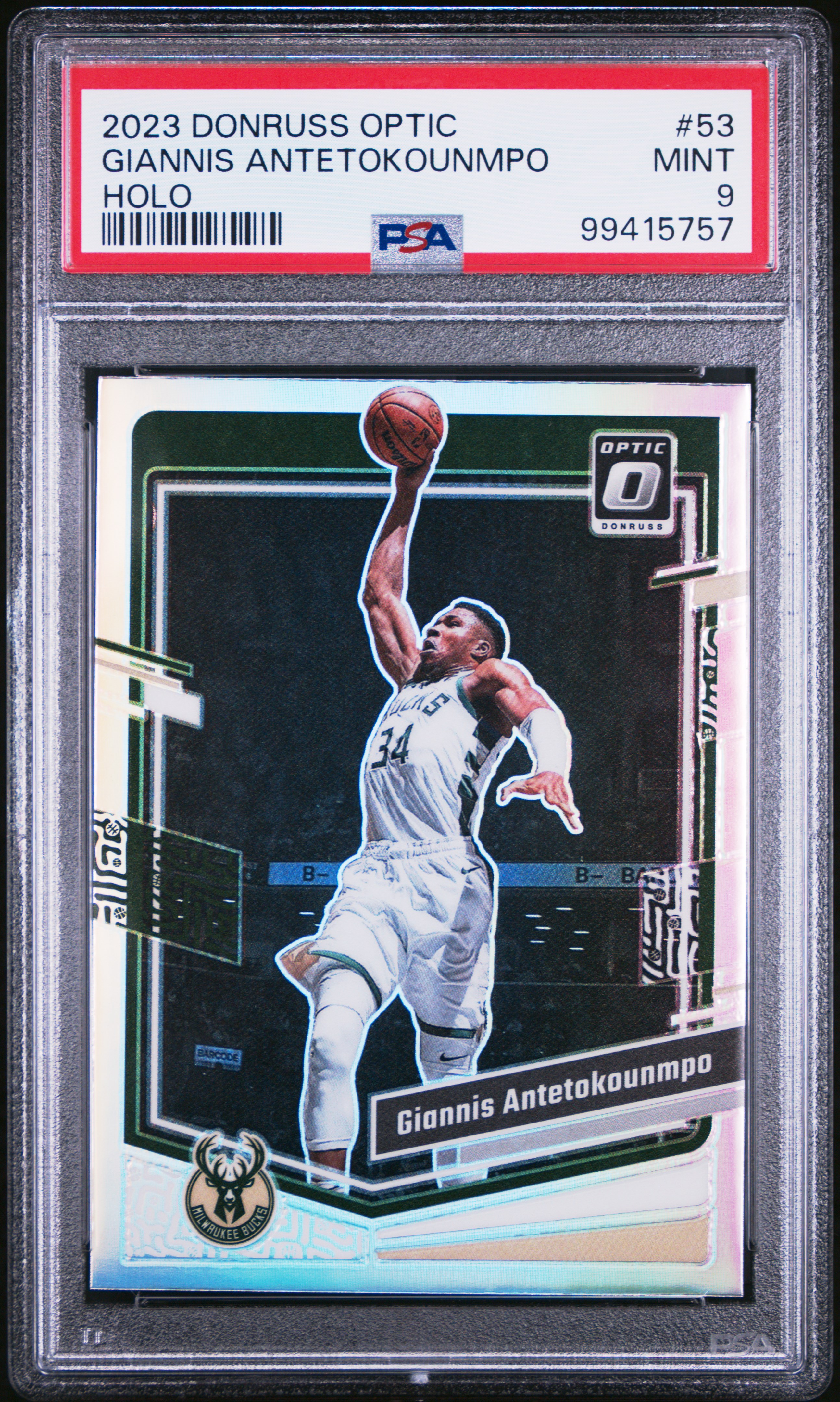 2023 Panini Donruss Optic Giannis Antetokounmpo #53 (Holo) Mint 9 front