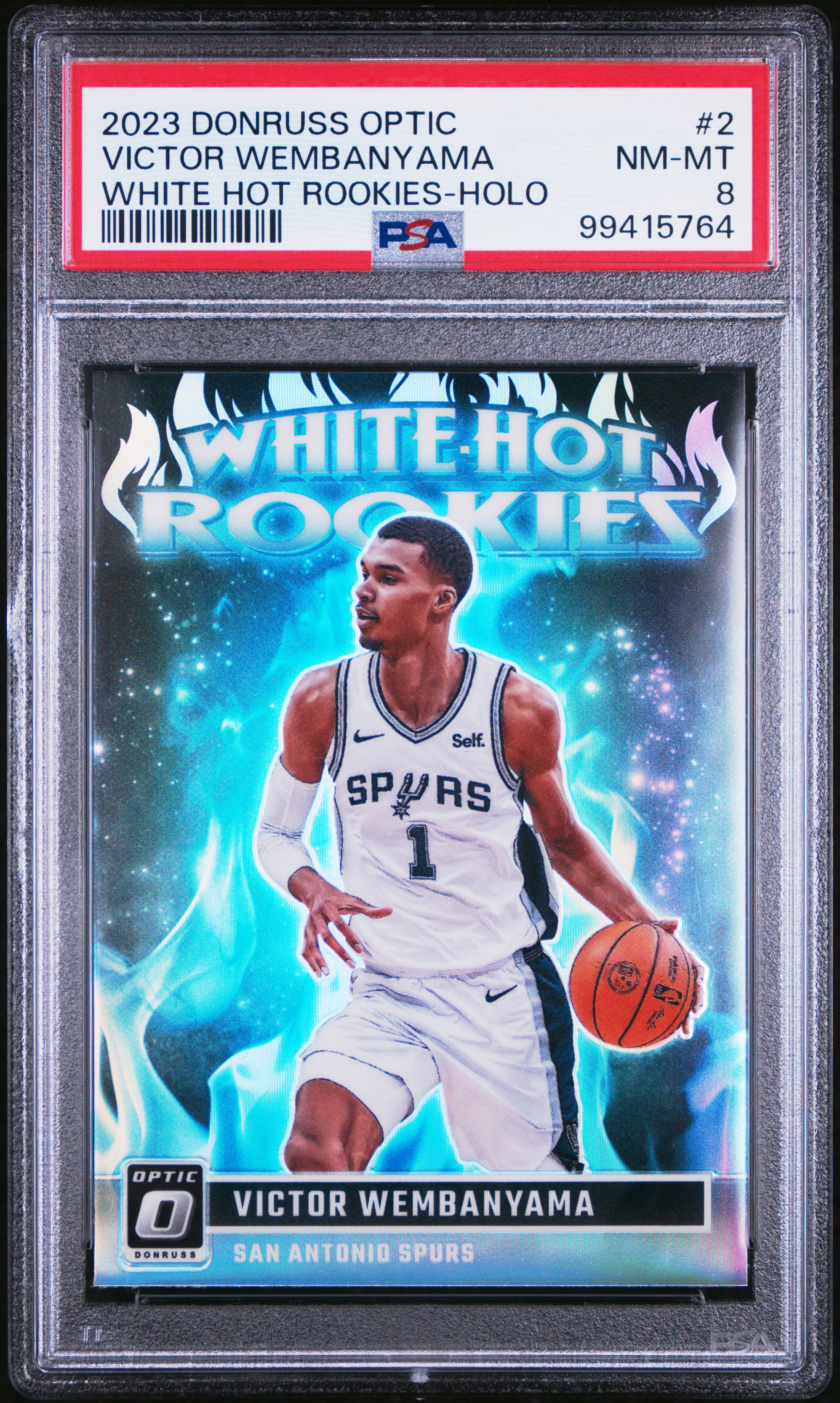 2023 Panini Donruss Optic White Hot Rookies Victor Wembanyama #2 (White Hot Rookies-Holo) Nm-Mt 8 front