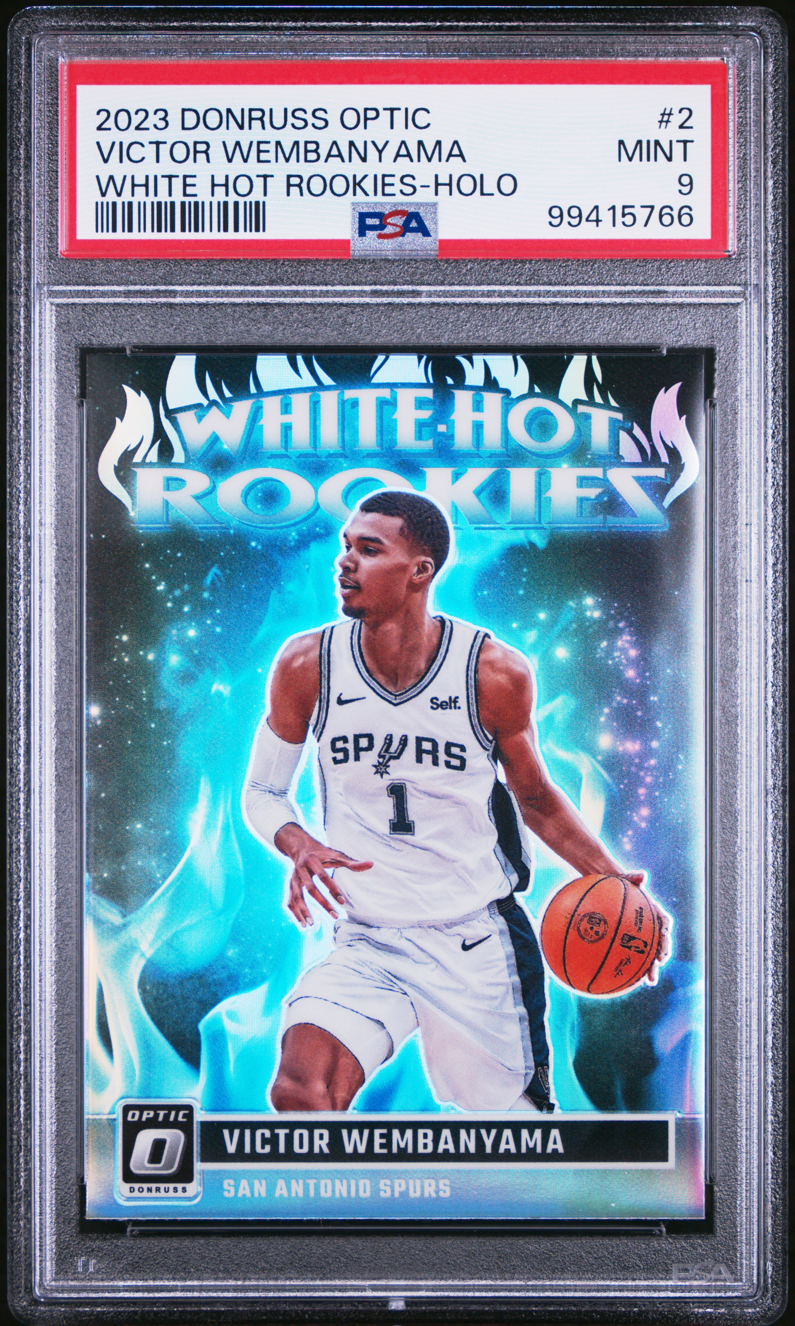 2023 Panini Donruss Optic White Hot Rookies Victor Wembanyama #2 (White Hot Rookies-Holo) Mint 9 front