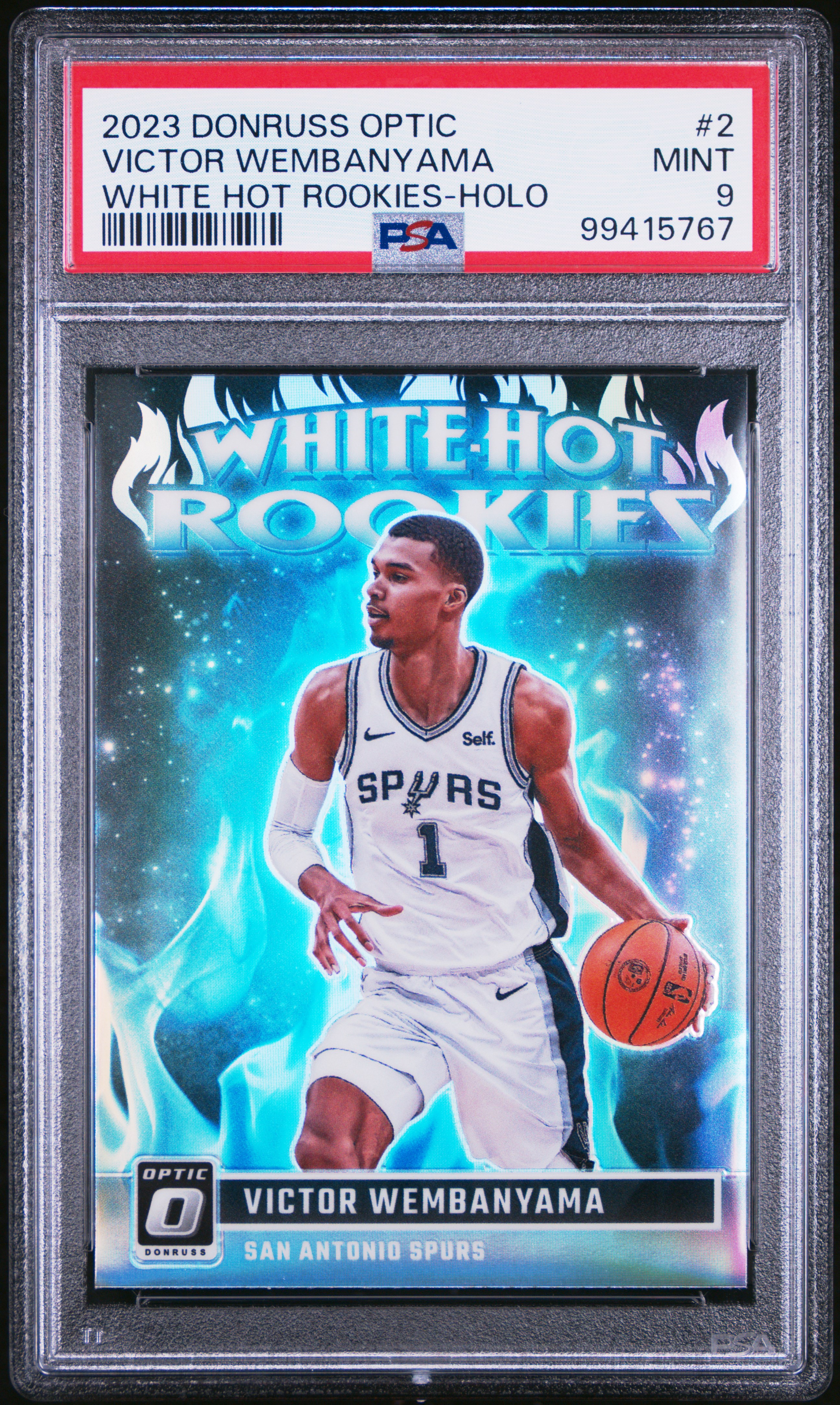 2023 Panini Donruss Optic White Hot Rookies Victor Wembanyama #2 (White Hot Rookies-Holo) Mint 9 front