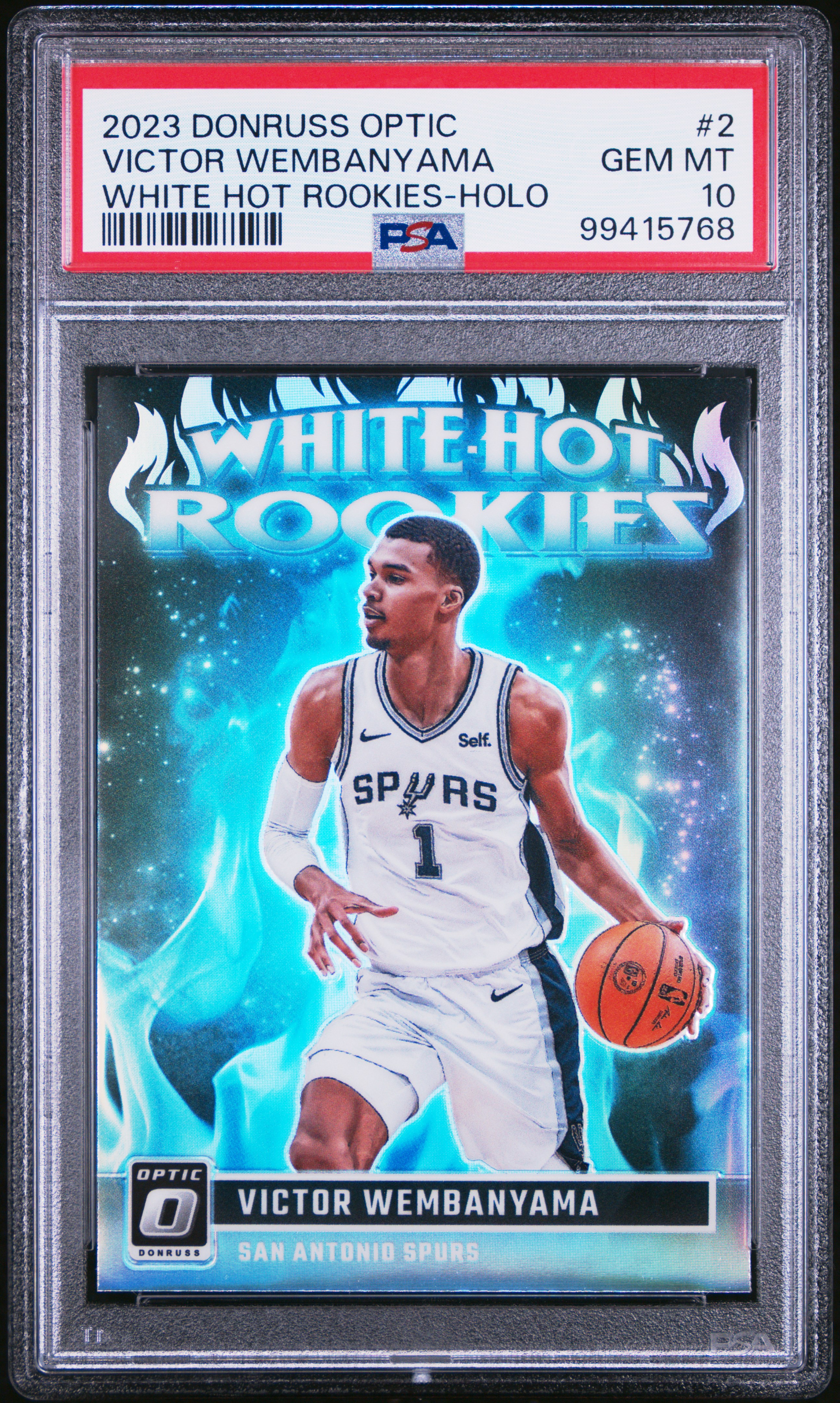 2023 Panini Donruss Optic White Hot Rookies Victor Wembanyama #2 (White Hot Rookies-Holo) Gem Mt 10 front