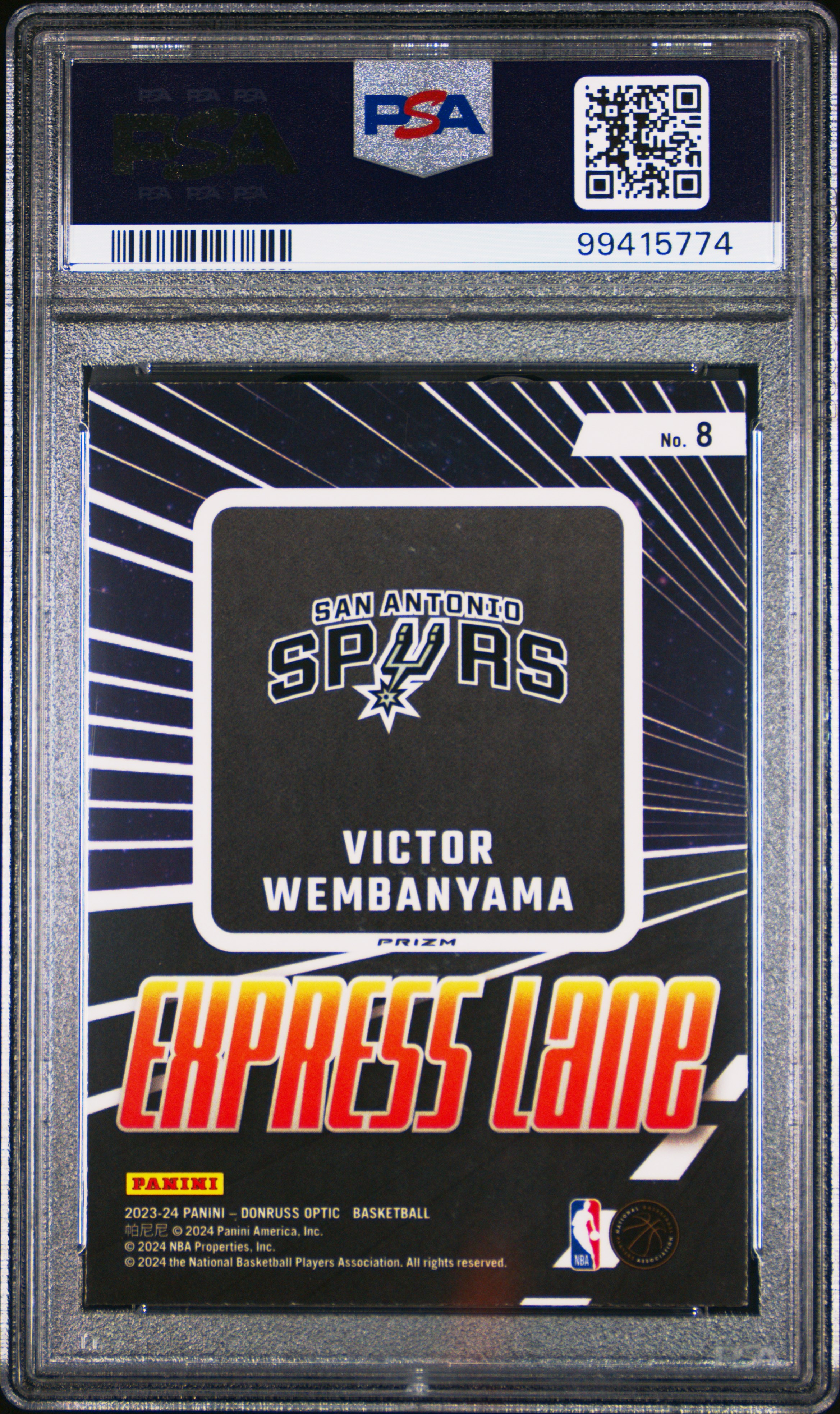 2023 Panini Donruss Optic Express Lane Victor Wembanyama #8 (Express Lane-Holo) Mint 9 back