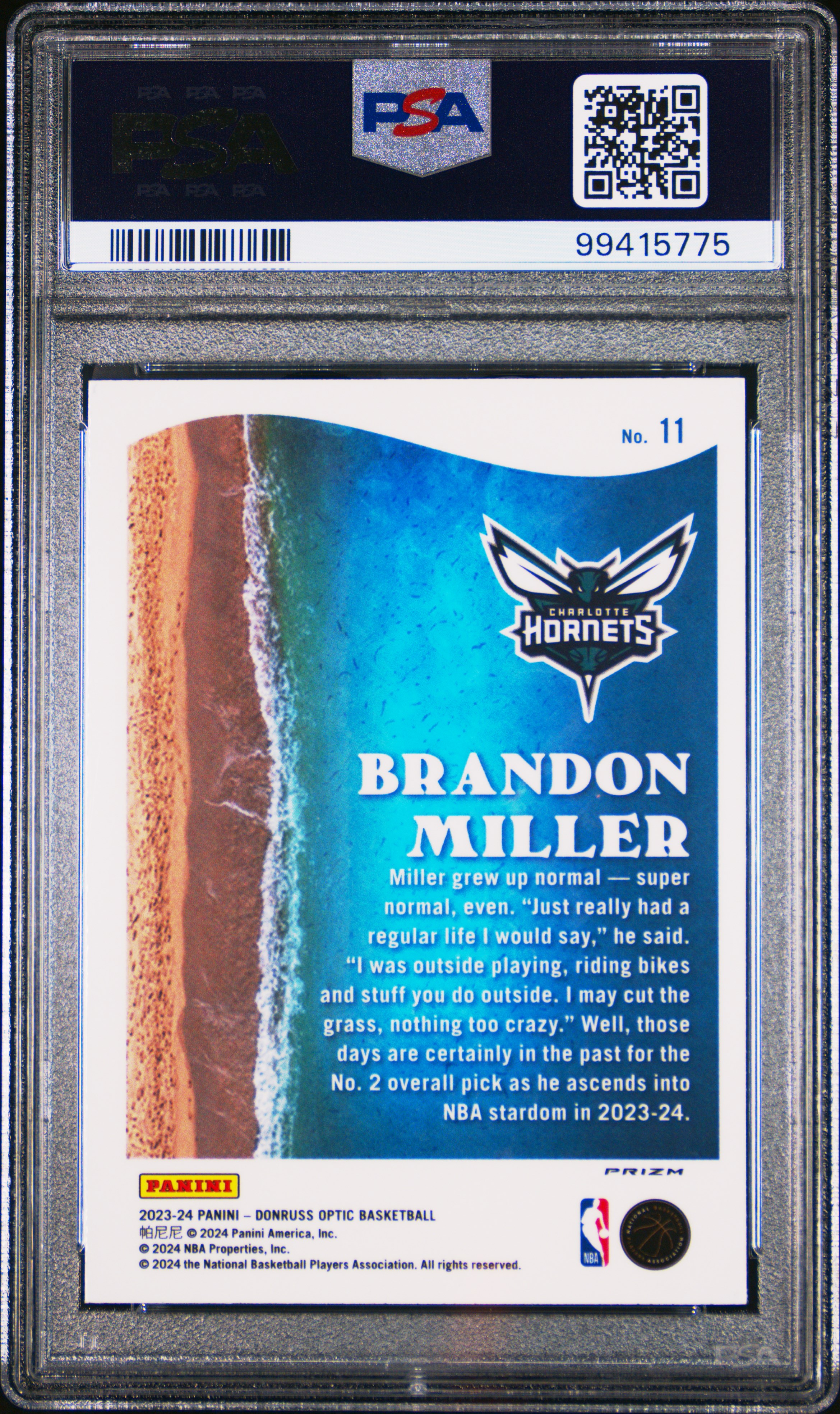 2023 Panini Donruss Optic Splash Brandon Miller #11 (Splash-Holo) Mint 9 back