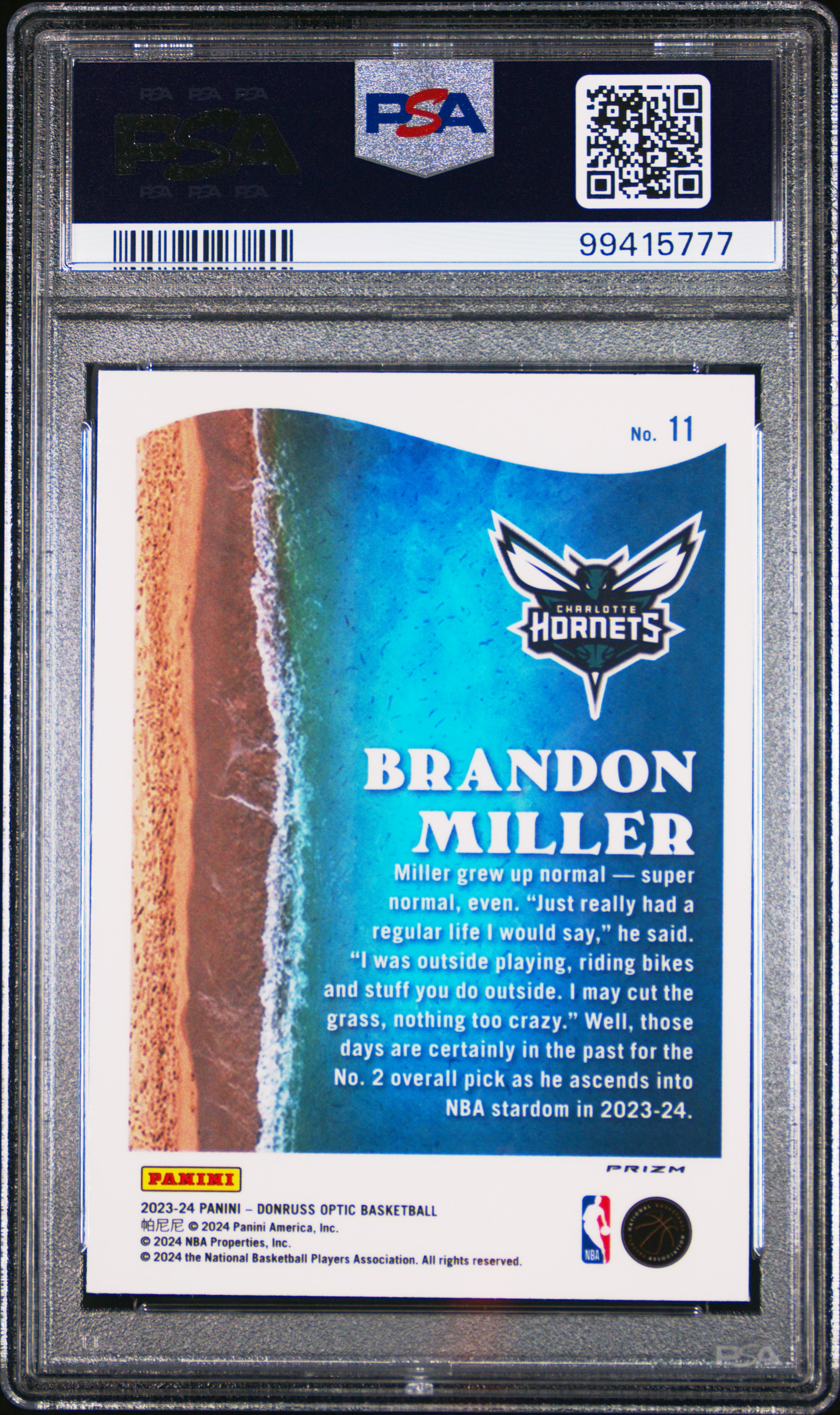 2023 Panini Donruss Optic Splash Brandon Miller #11 (Splash-Holo) Mint 9 back