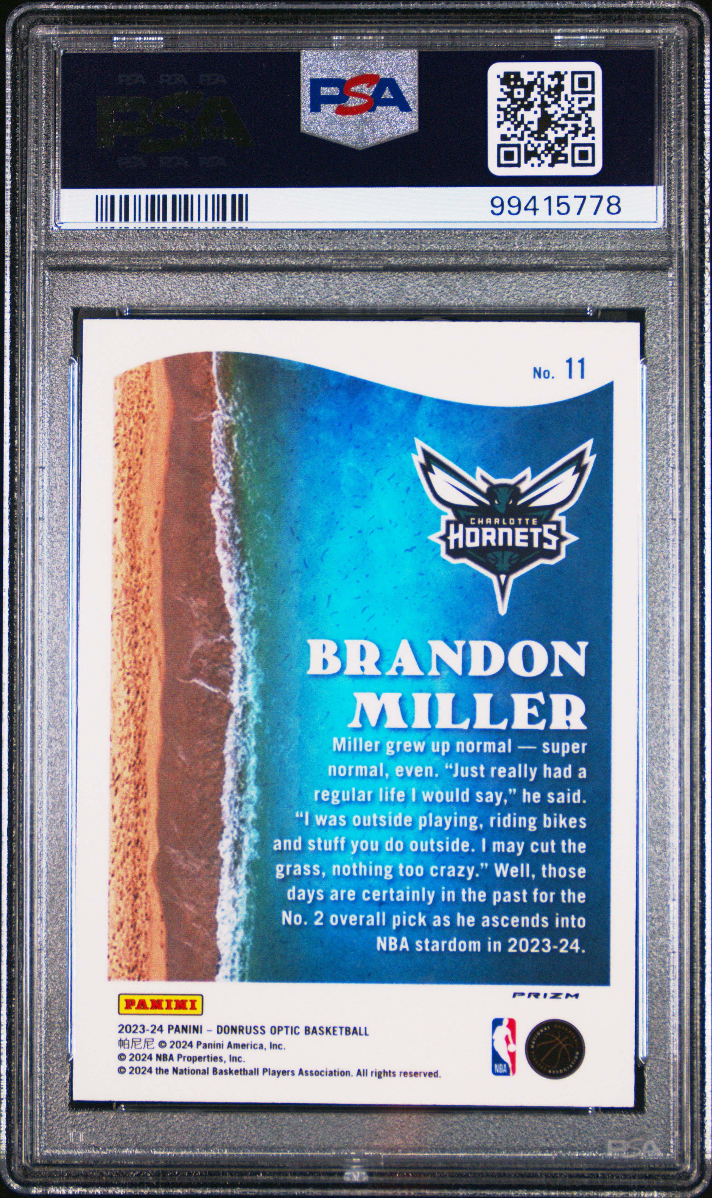 2023 Panini Donruss Optic Splash Brandon Miller #11 (Splash-Holo) Gem Mt 10 back