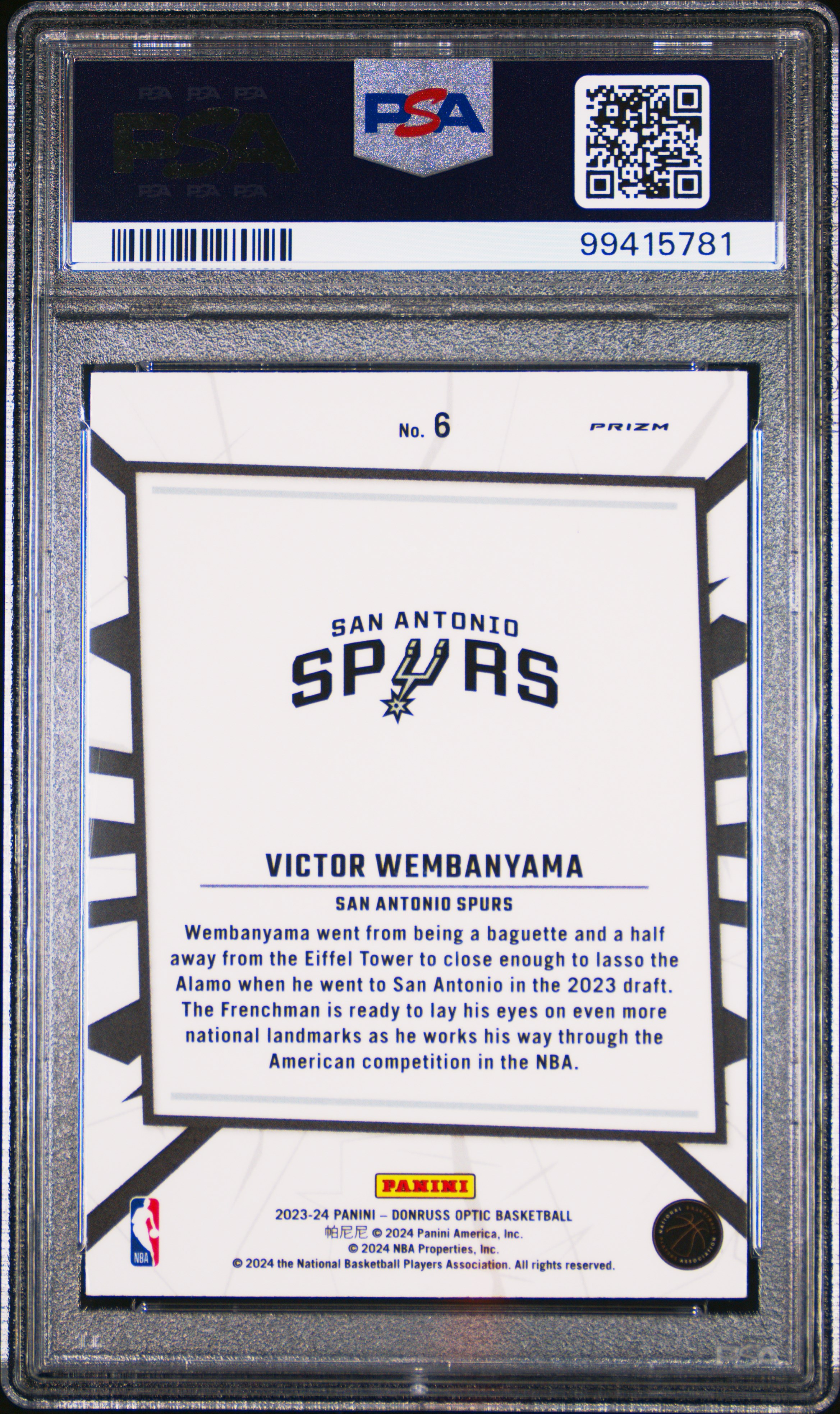 2023 Panini Donruss Optic My House Victor Wembanyama #6 (My House-Holo) Nm-Mt 8 back