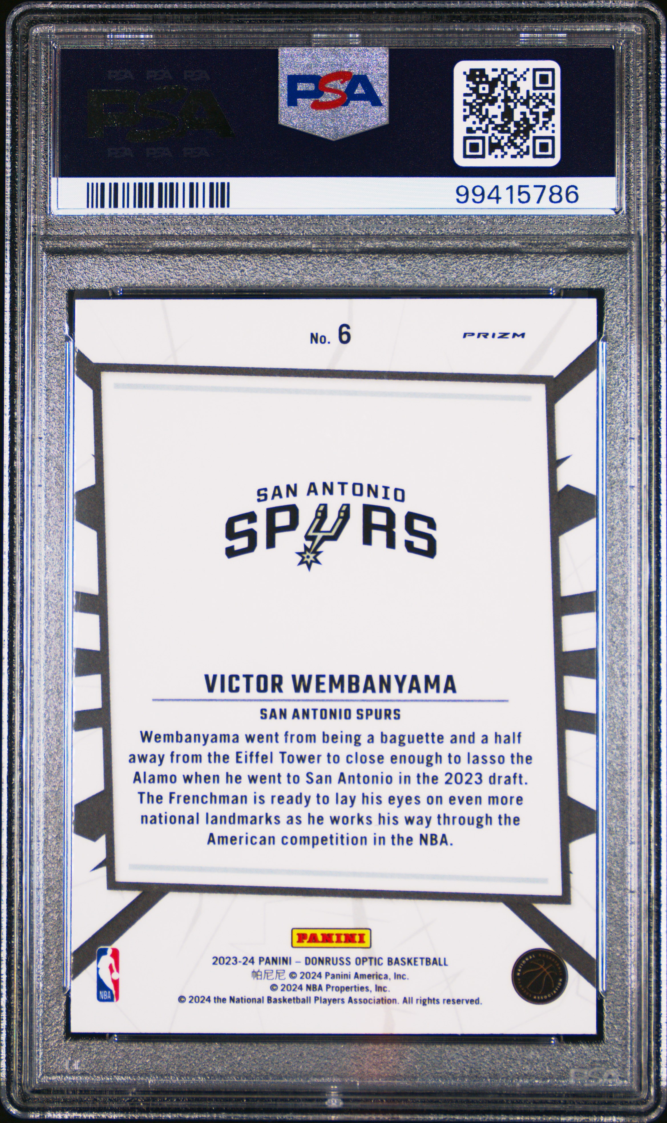 2023 Panini Donruss Optic My House Victor Wembanyama #6 (My House-Holo) Nm-Mt 8 back