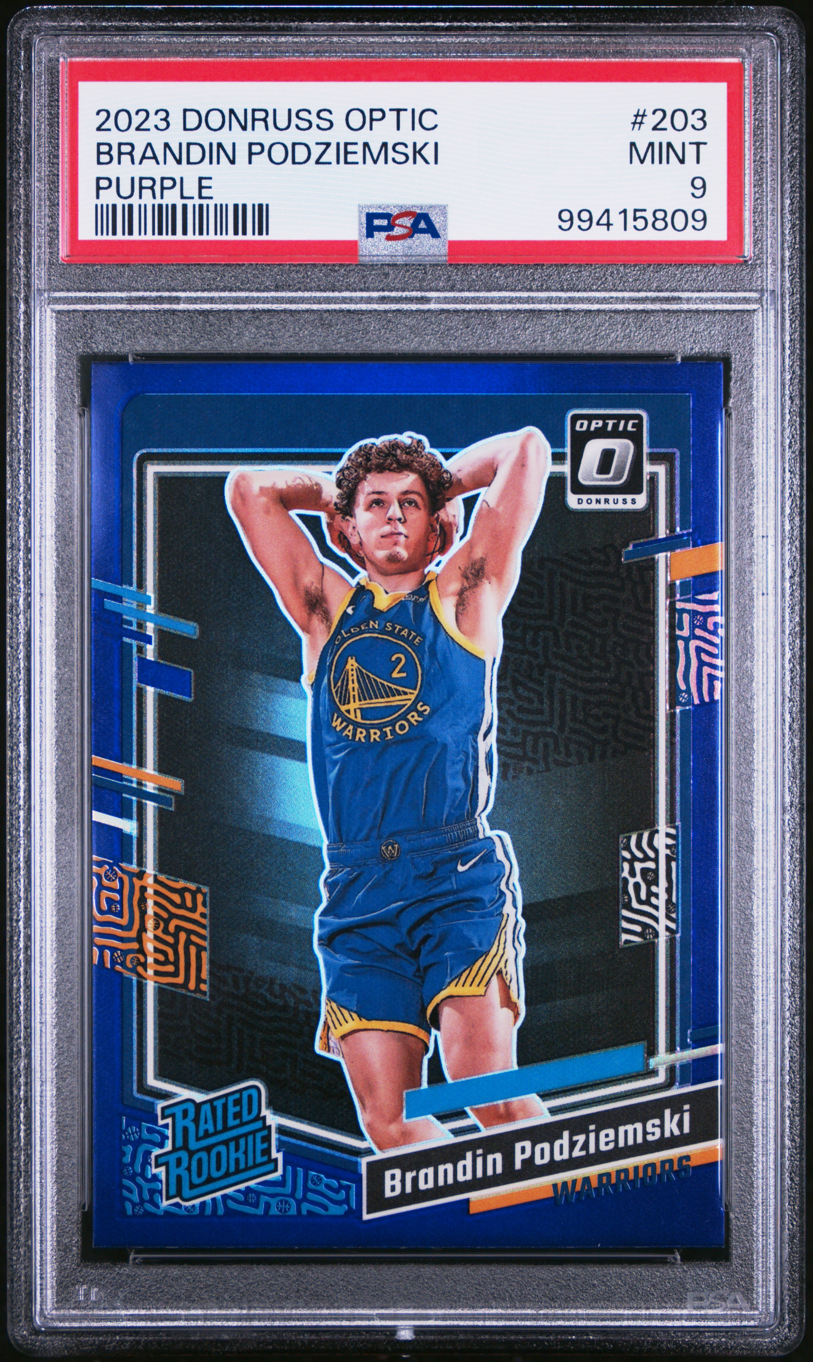 2023 Panini Donruss Optic Brandin Podziemski #203 (Purple) Mint 9 front