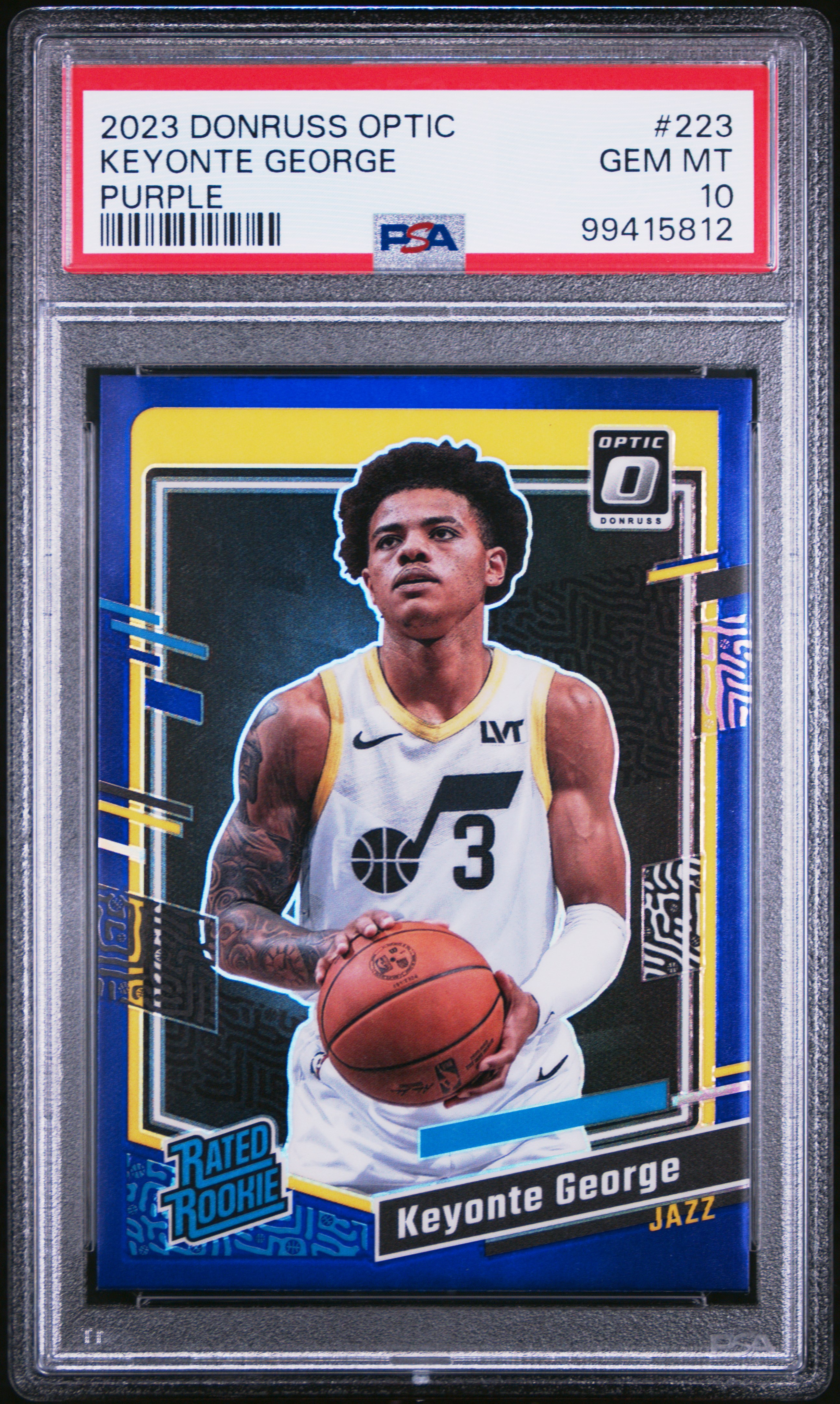 2023 Panini Donruss Optic Keyonte George #223 (Purple) Gem Mt 10 front