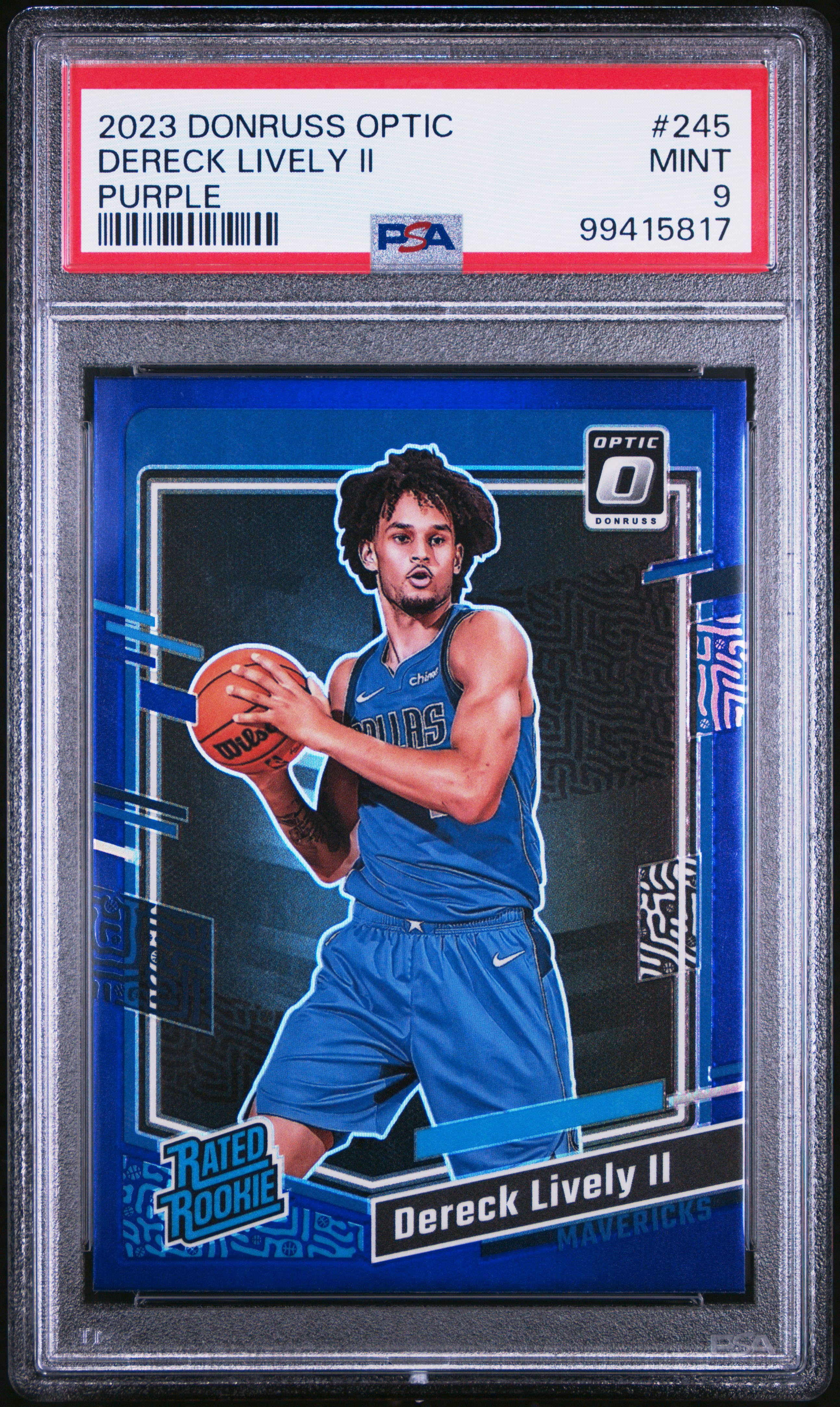 2023 Panini Donruss Optic Dereck Lively Ii #245 (Purple) Mint 9 front