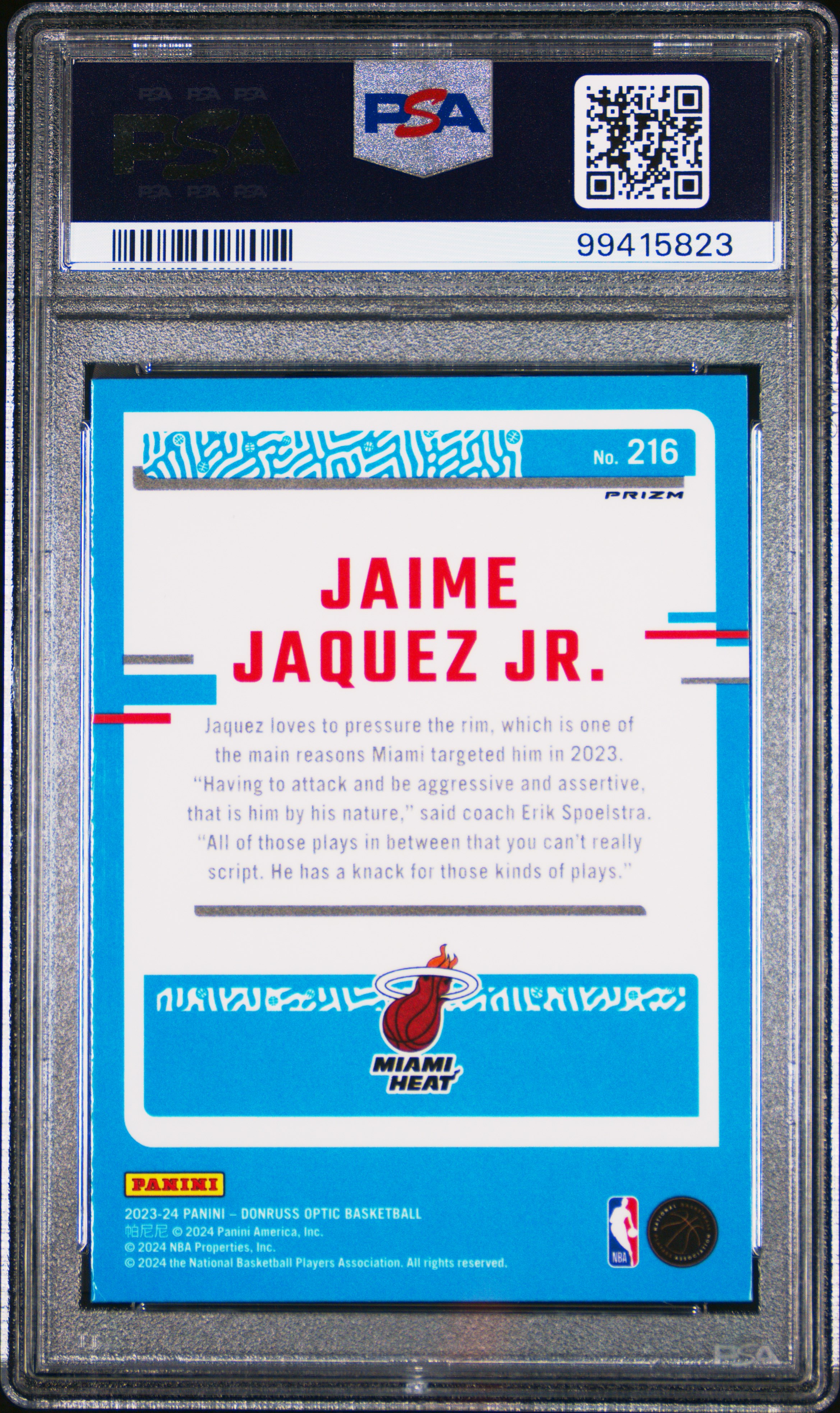2023 Panini Donruss Optic Jaime Jaquez Jr. #216 (Purple) Nm-Mt 8 back