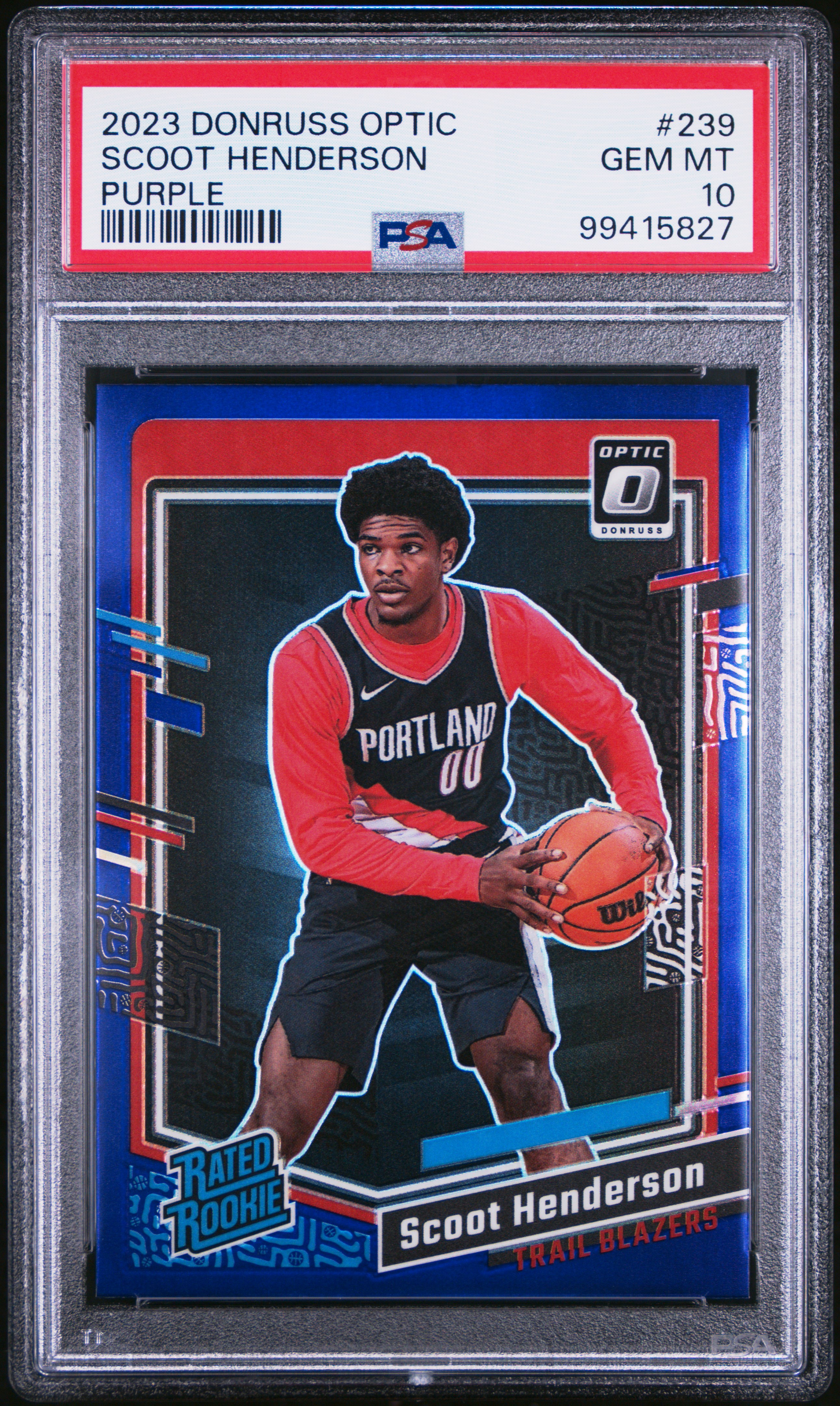 2023 Panini Donruss Optic Scoot Henderson #239 (Purple) Gem Mt 10 front