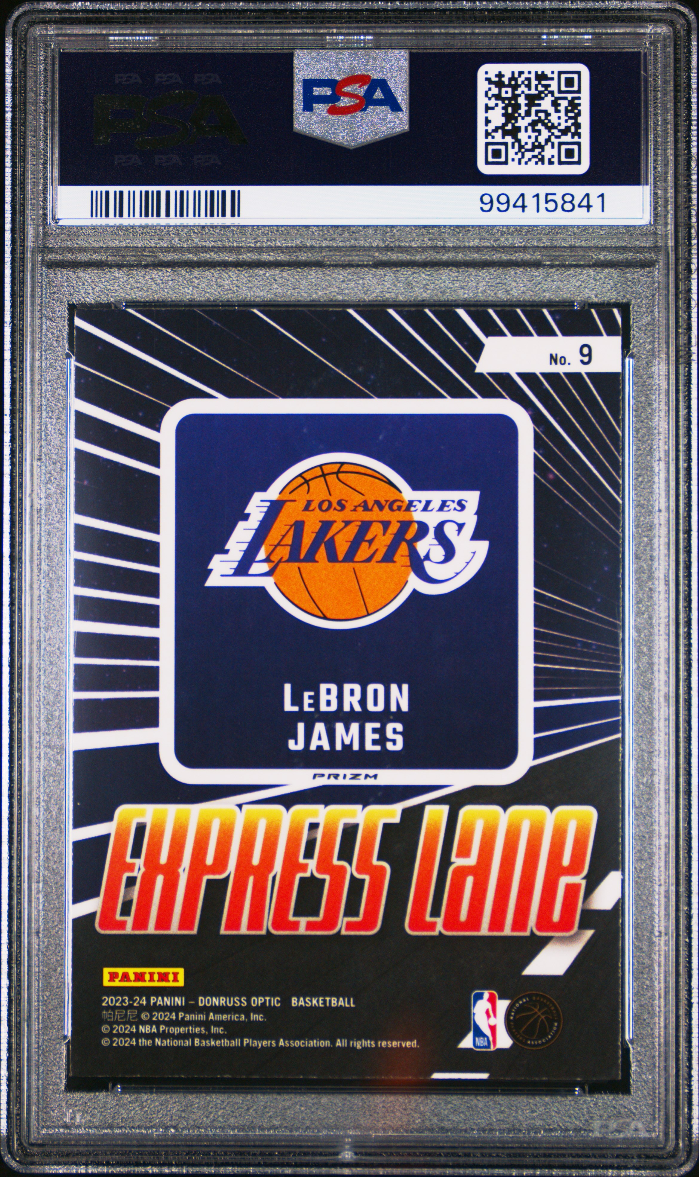2023 Panini Donruss Optic Express Lane Lebron James #9 (Express Lane-Holo) Gem Mt 10 back