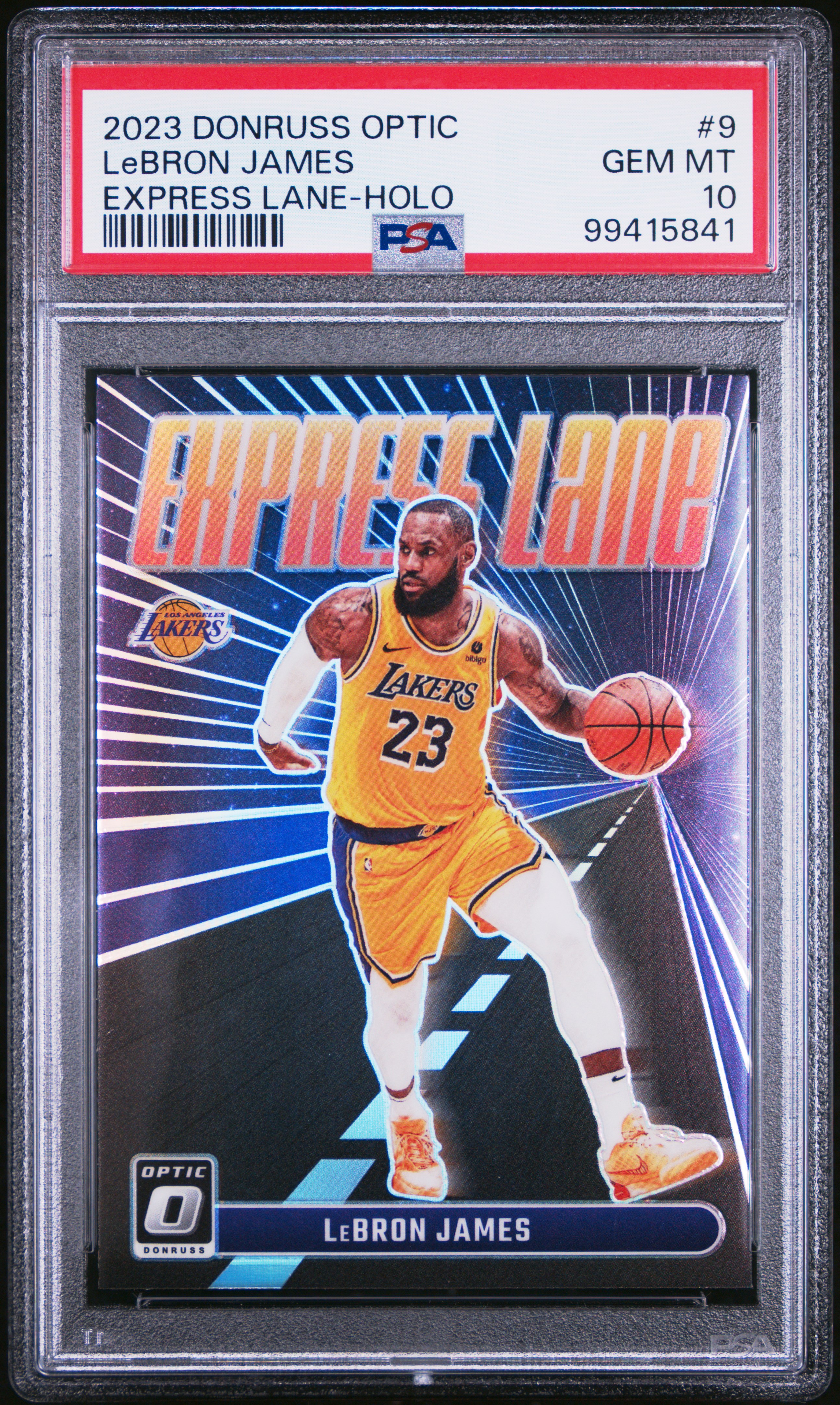 2023 Panini Donruss Optic Express Lane Lebron James #9 (Express Lane-Holo) Gem Mt 10 front