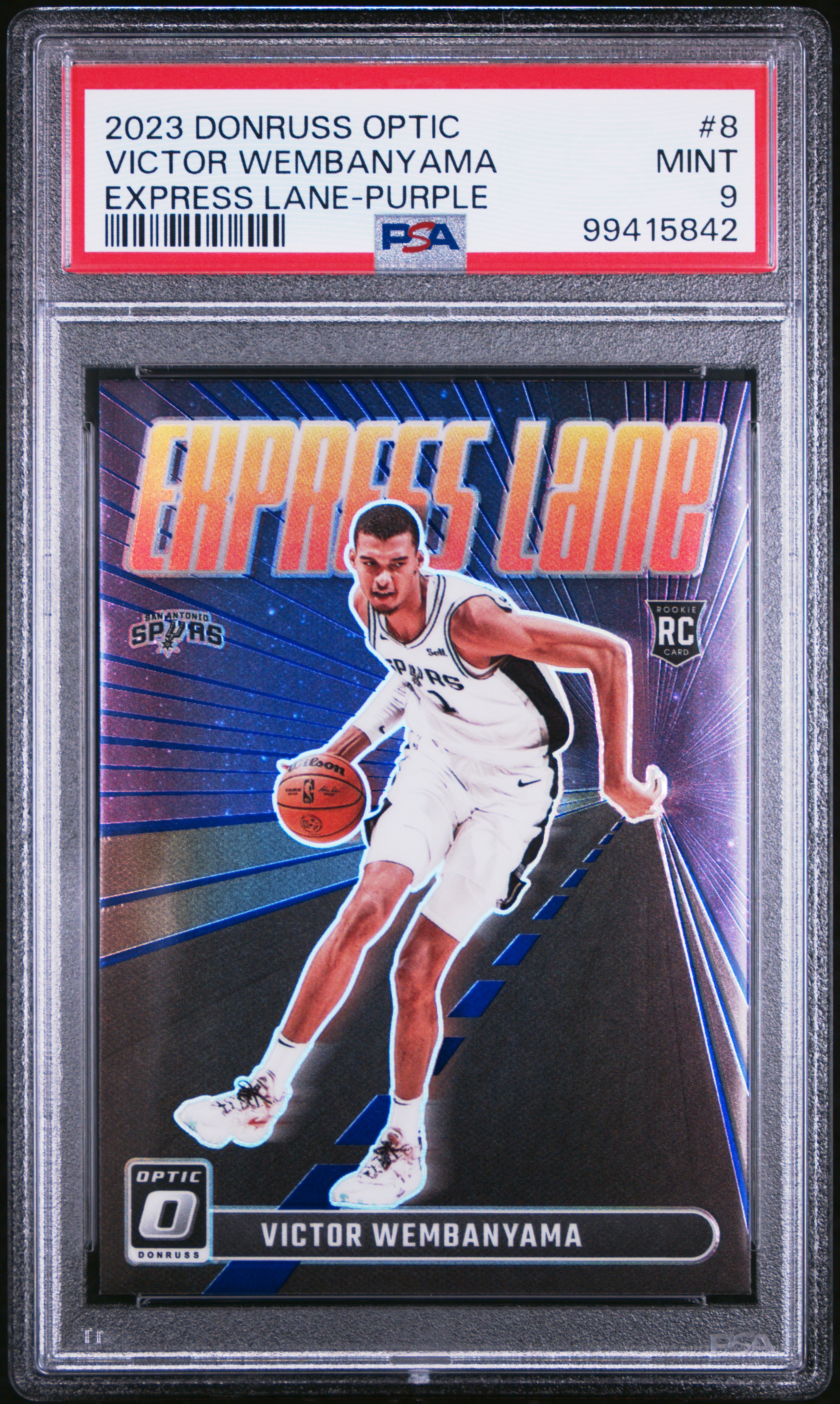 2023 Panini Donruss Optic Express Lane Victor Wembanyama #8 (Express Lane-Purple) Mint 9 front