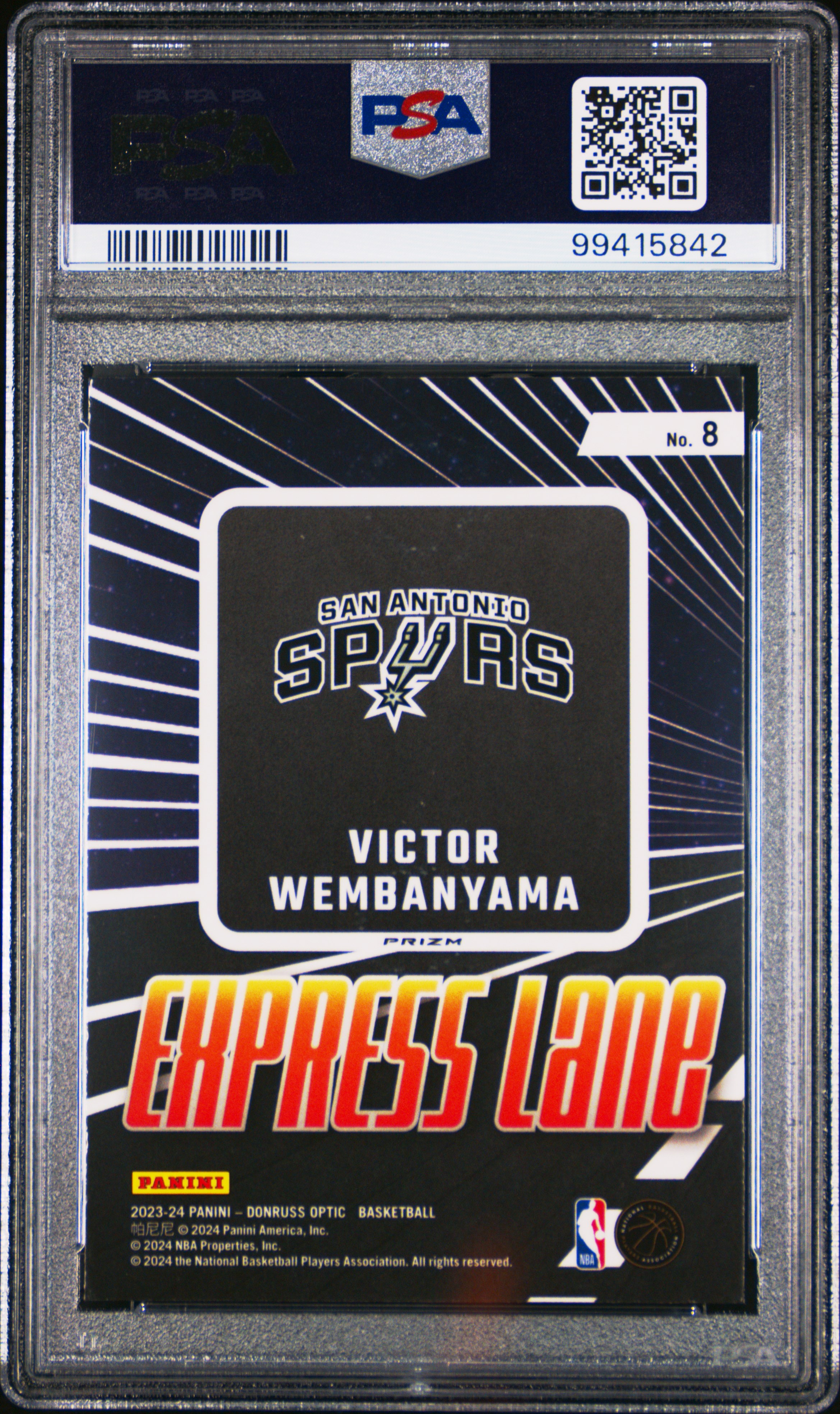 2023 Panini Donruss Optic Express Lane Victor Wembanyama #8 (Express Lane-Purple) Mint 9 back