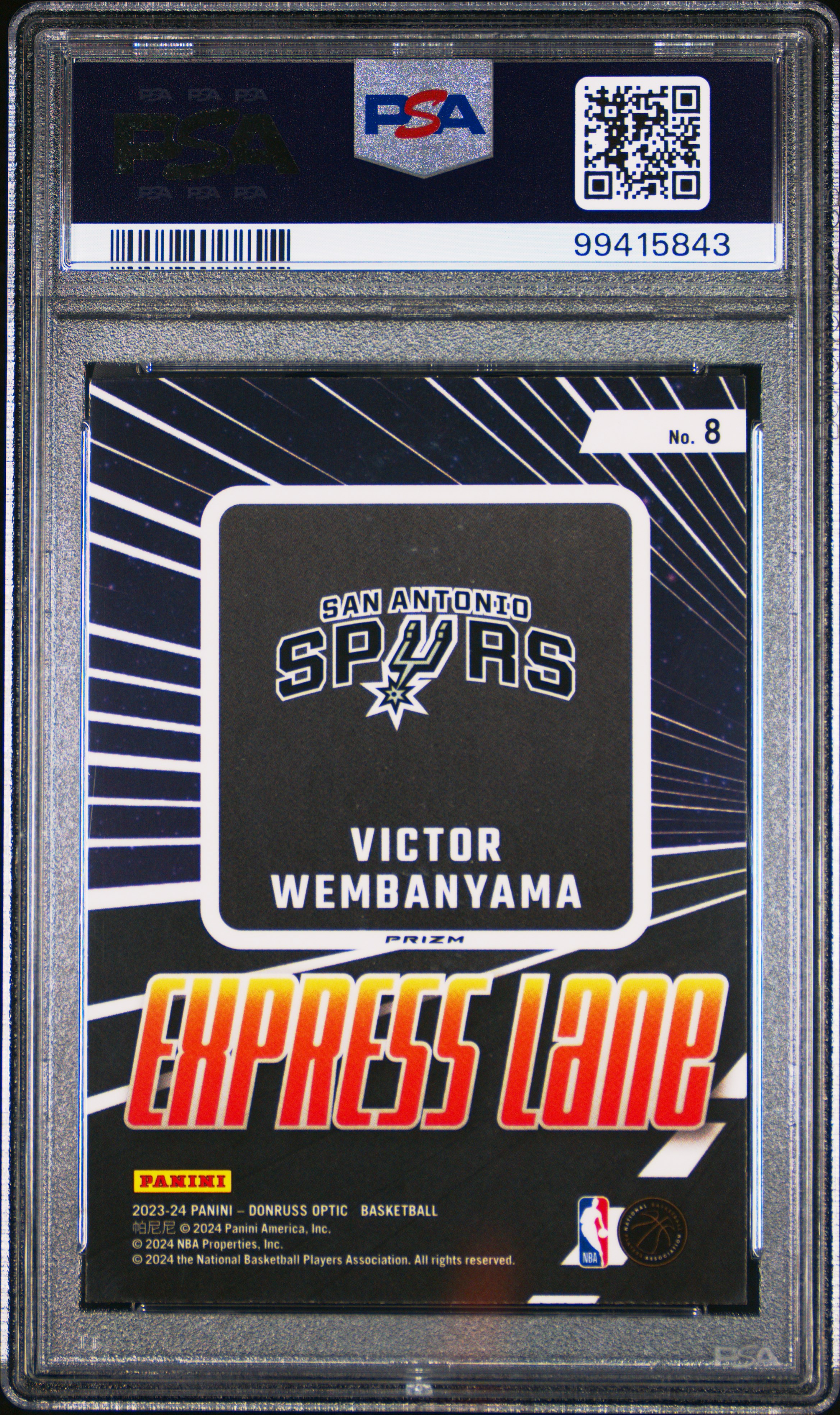2023 Panini Donruss Optic Express Lane Victor Wembanyama #8 (Express Lane-Purple) Mint 9 back