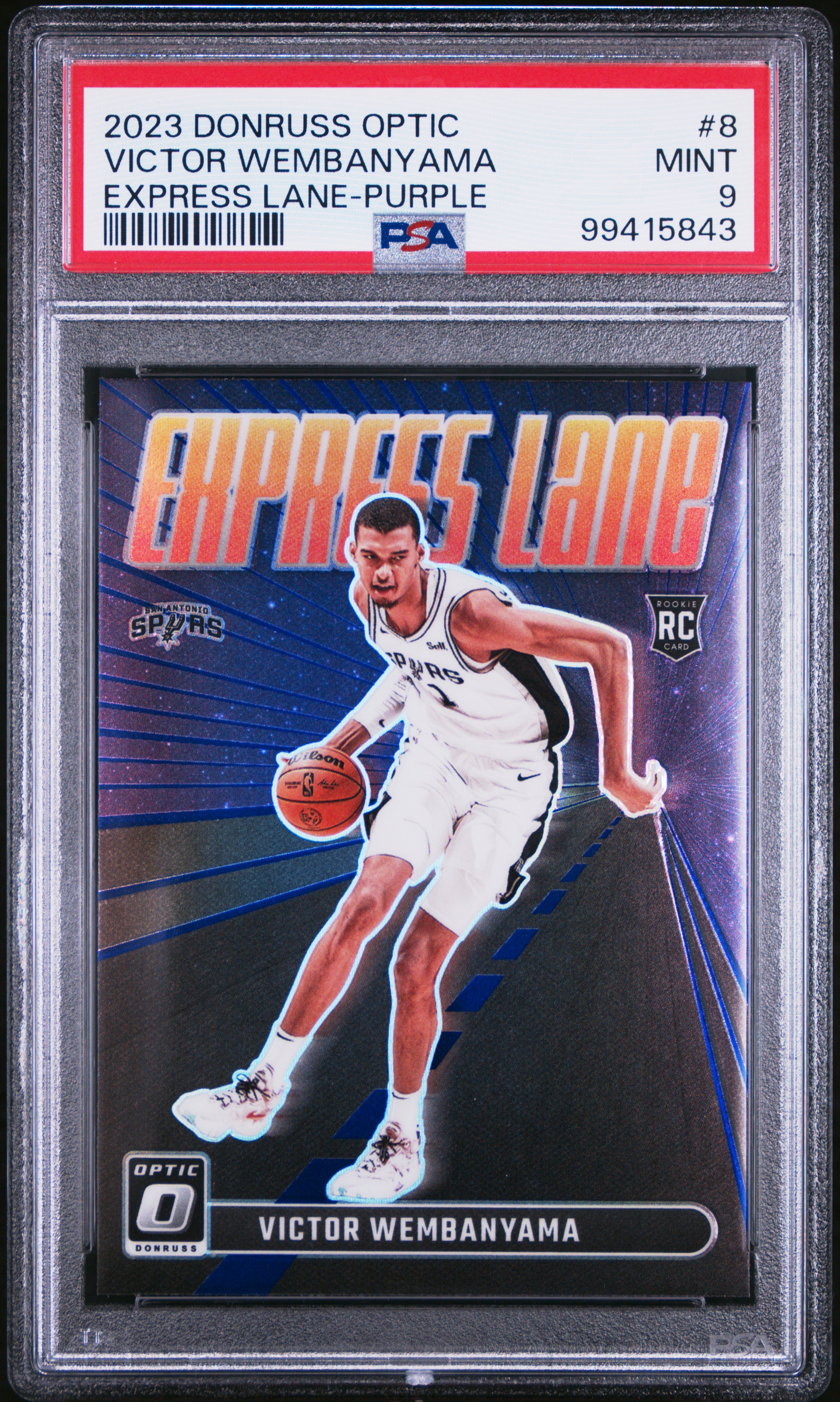 2023 Panini Donruss Optic Express Lane Victor Wembanyama #8 (Express Lane-Purple) Mint 9 front