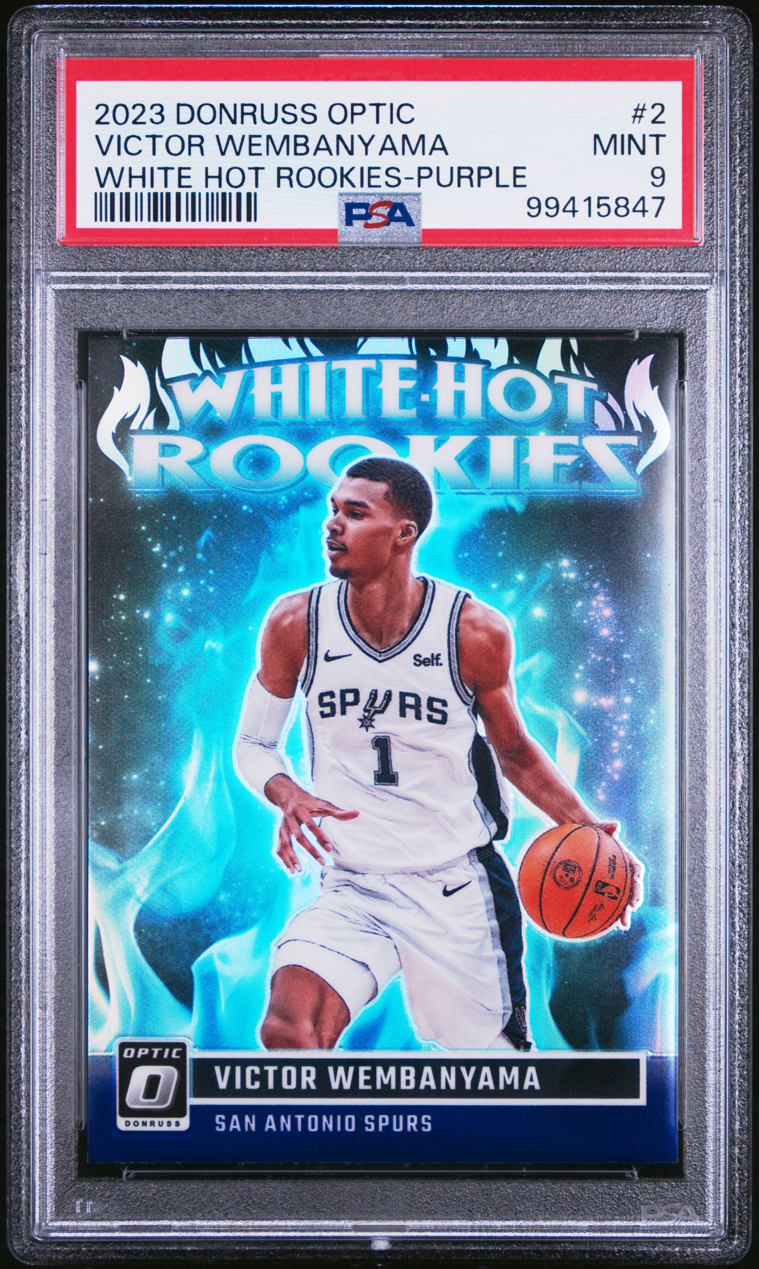 2023 Panini Donruss Optic White Hot Rookies Victor Wembanyama #2 (White Hot Rookies-Purple) Mint 9 front