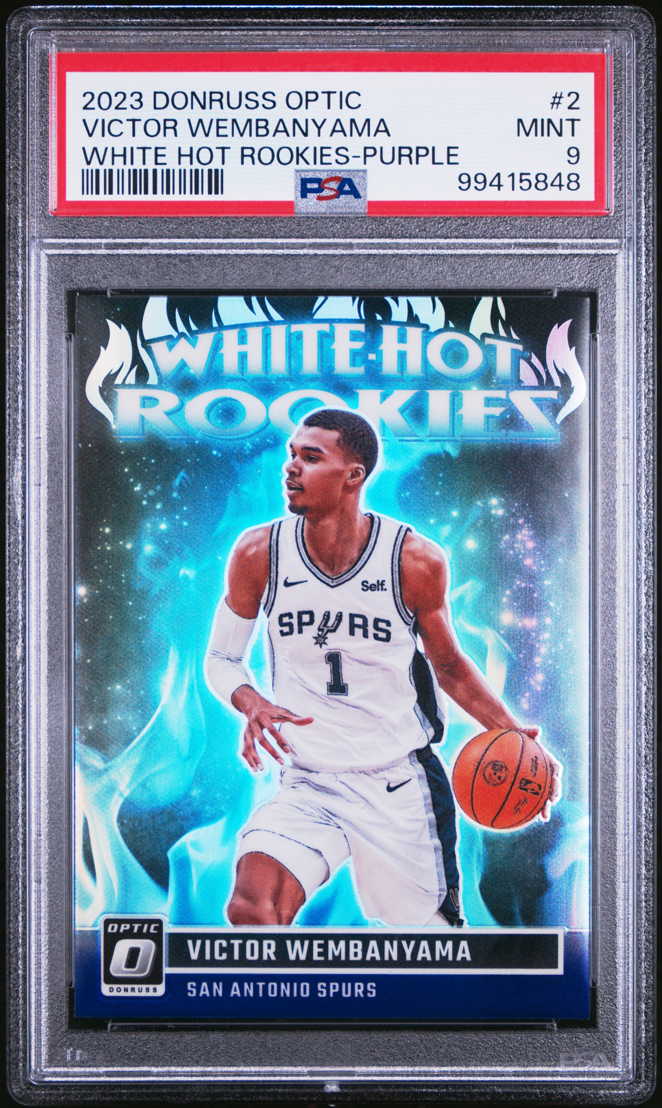 2023 Panini Donruss Optic White Hot Rookies Victor Wembanyama #2 (White Hot Rookies-Purple) Mint 9 front