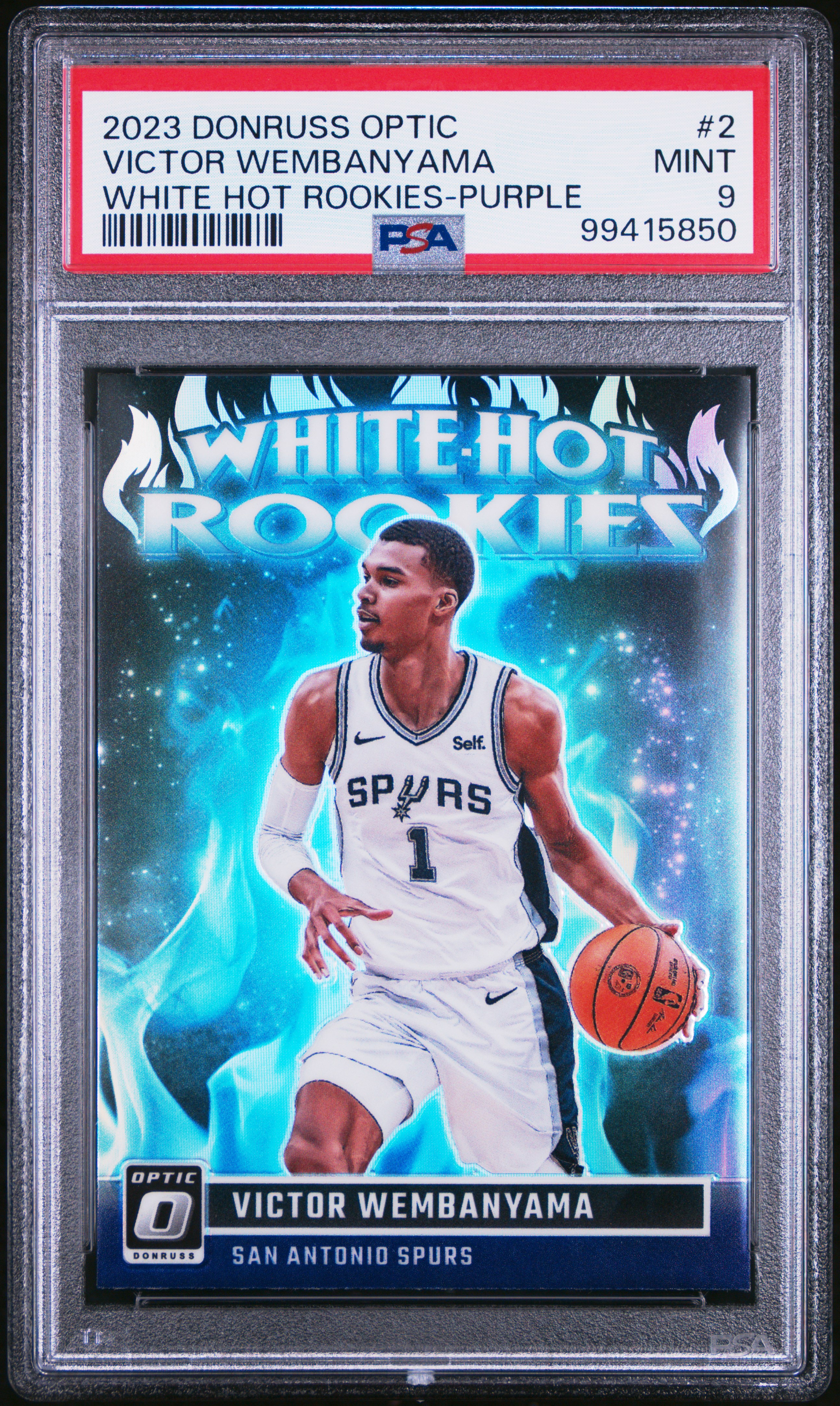 2023 Panini Donruss Optic White Hot Rookies Victor Wembanyama #2 (White Hot Rookies-Purple) Mint 9 front