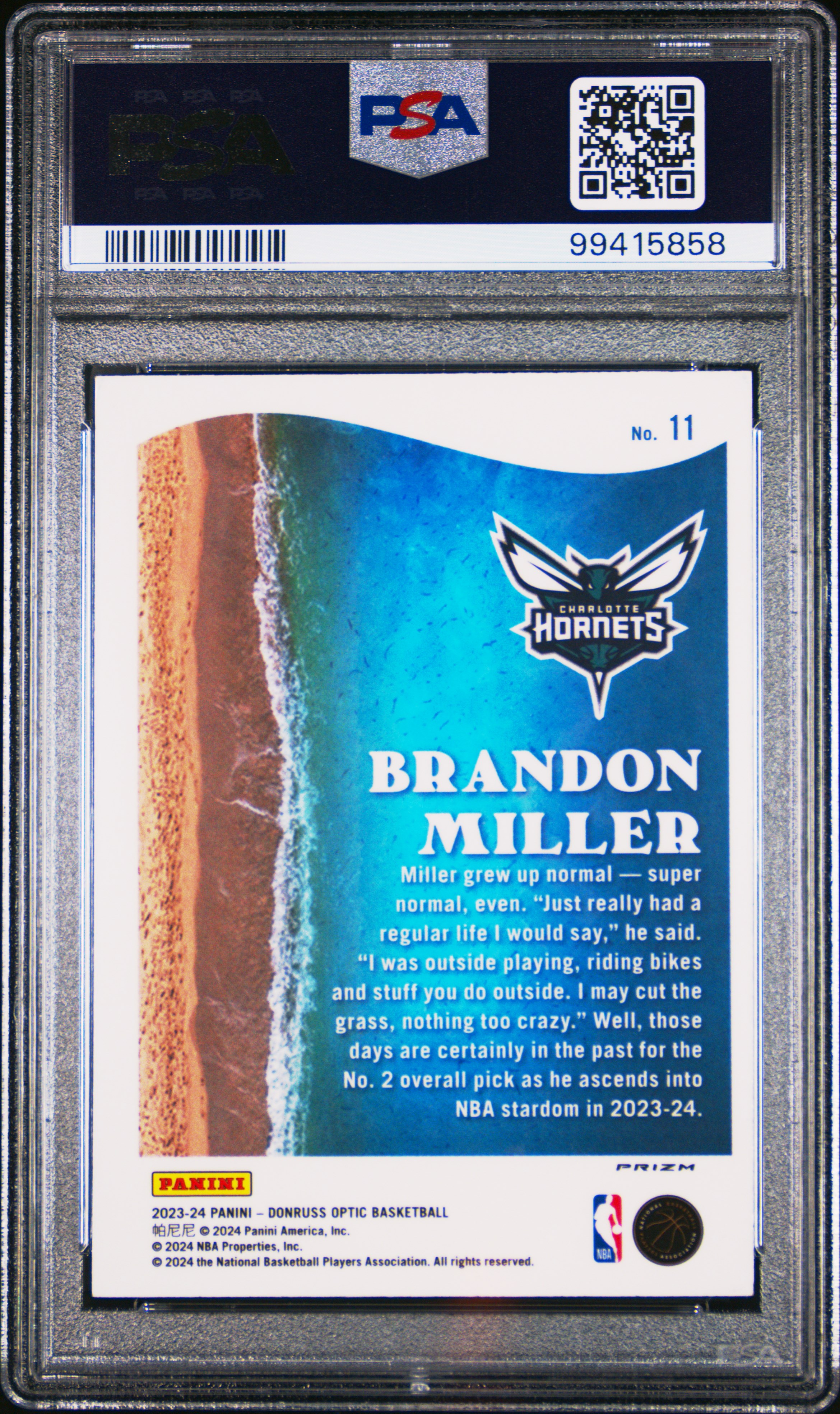 2023 Panini Donruss Optic Splash Brandon Miller #11 (Splash-Purple) Mint 9 back