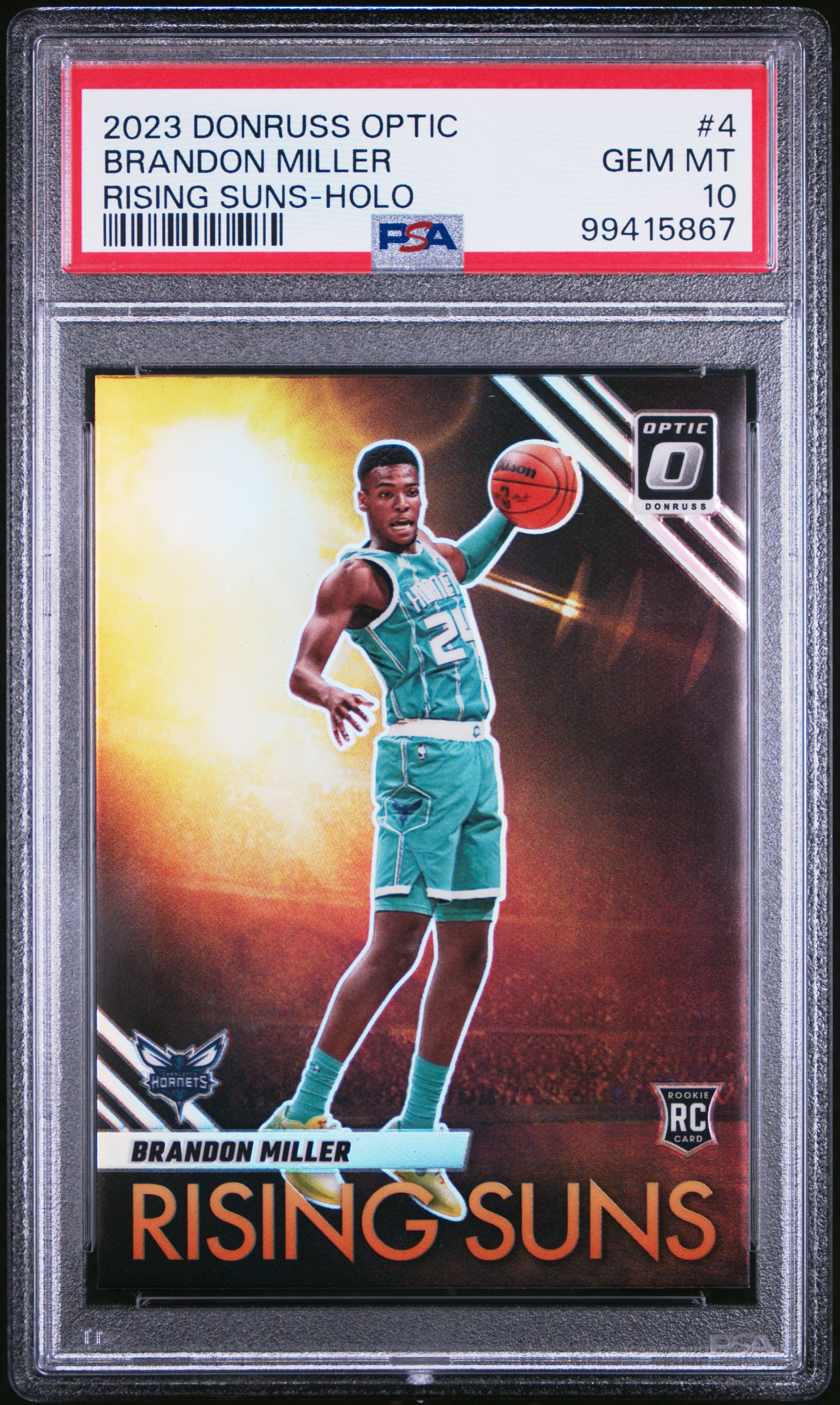 2023 Panini Donruss Optic Rising Suns Brandon Miller #4 (Rising Suns-Holo) Gem Mt 10 front