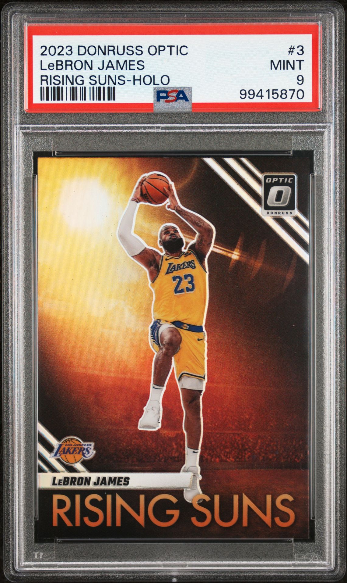 2023 Panini Donruss Optic Rising Suns Lebron James #3 (Rising Suns-Holo) Mint 9 front