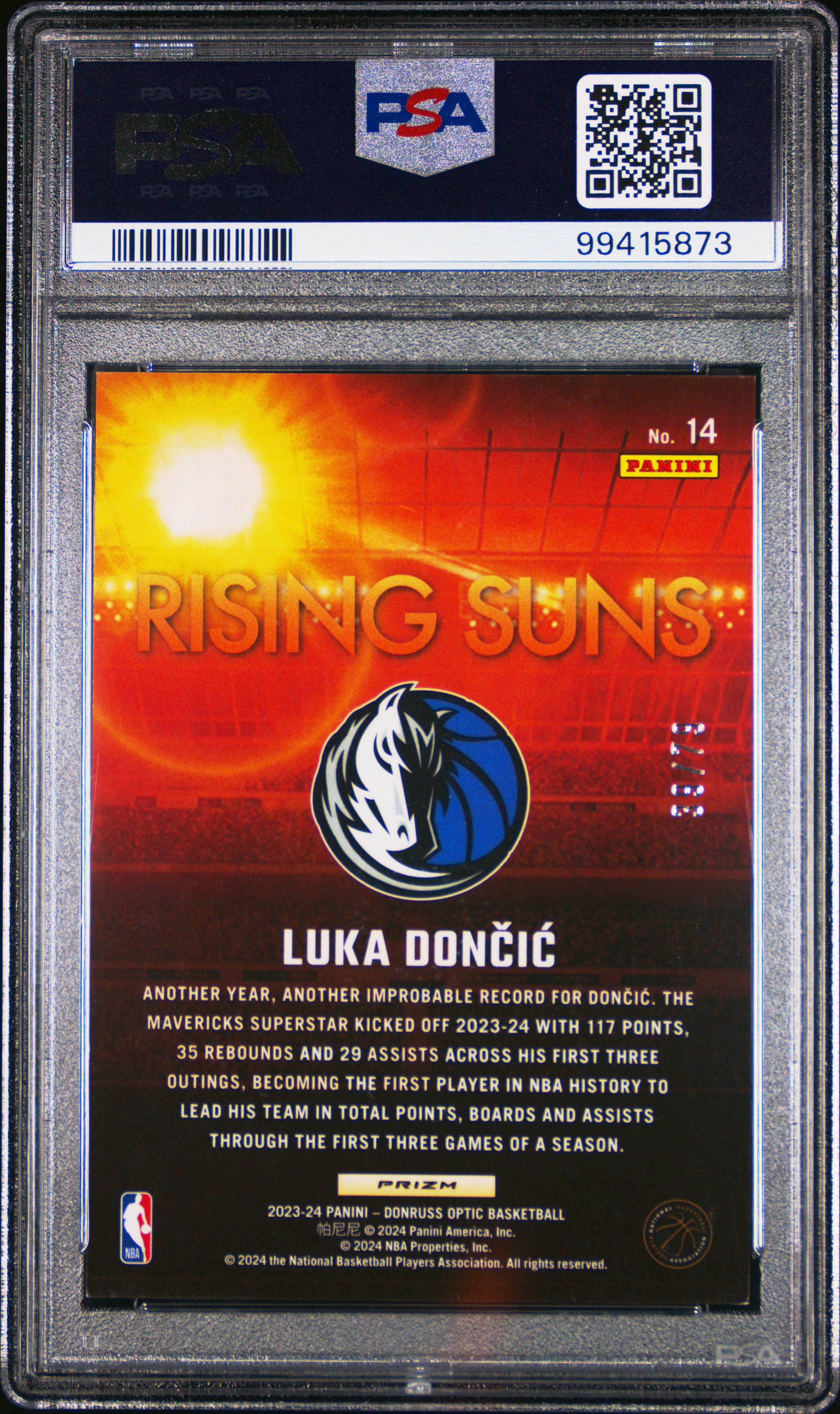 2023 Panini Donruss Optic Rising Suns Luka Doncic #14 (Rising Suns-Pink Velocity) Nm-Mt 8 back