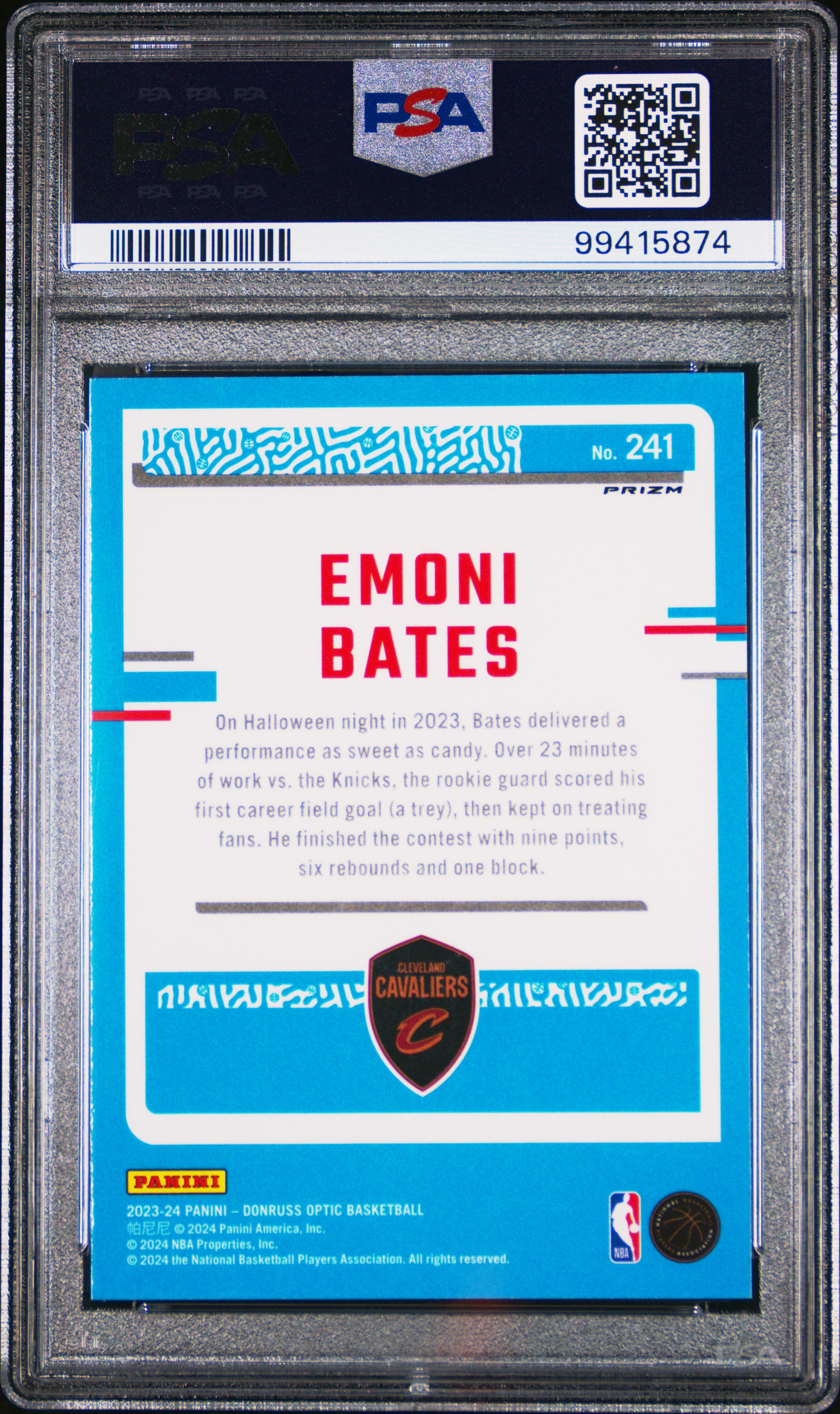 2023 Panini Donruss Optic Emoni Bates #241 (Jazz) Gem Mt 10 back