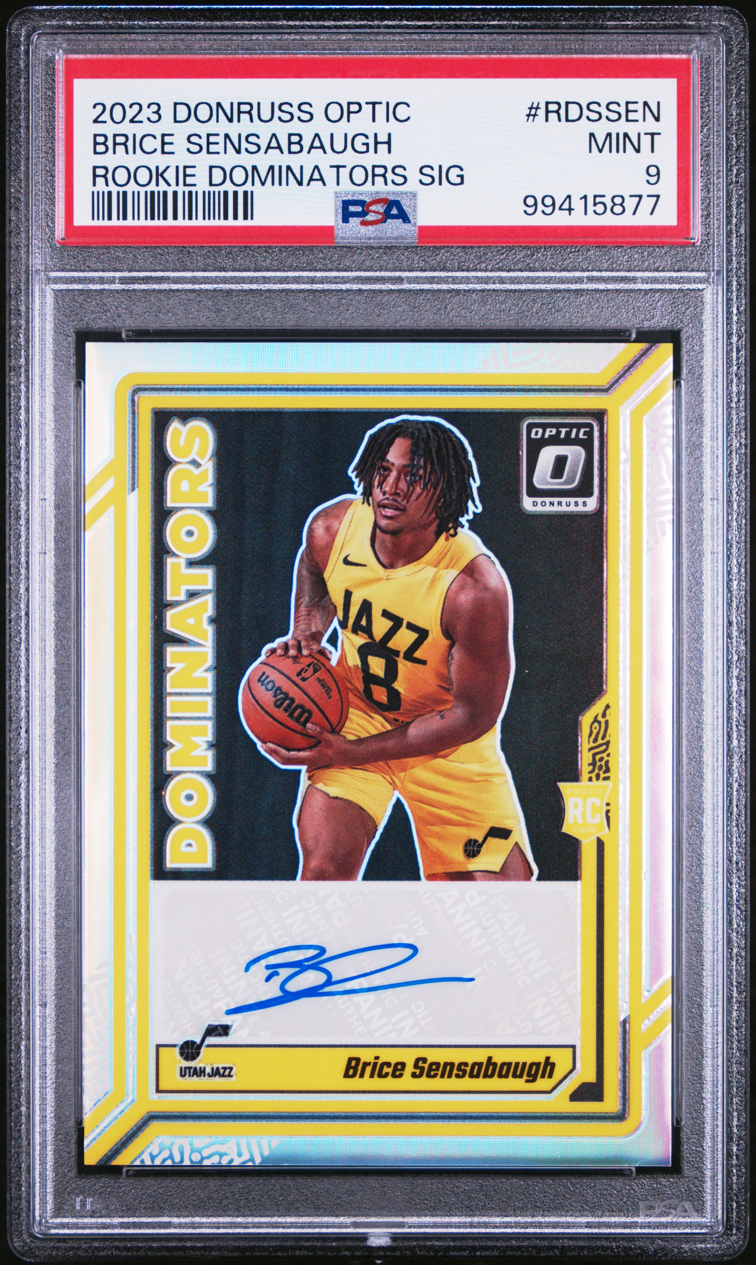 2023 Panini Donruss Optic Rookie Dominators Signatures Brice Sensabaugh #Rdssen (Rookie Dominators Sig) Mint 9 front