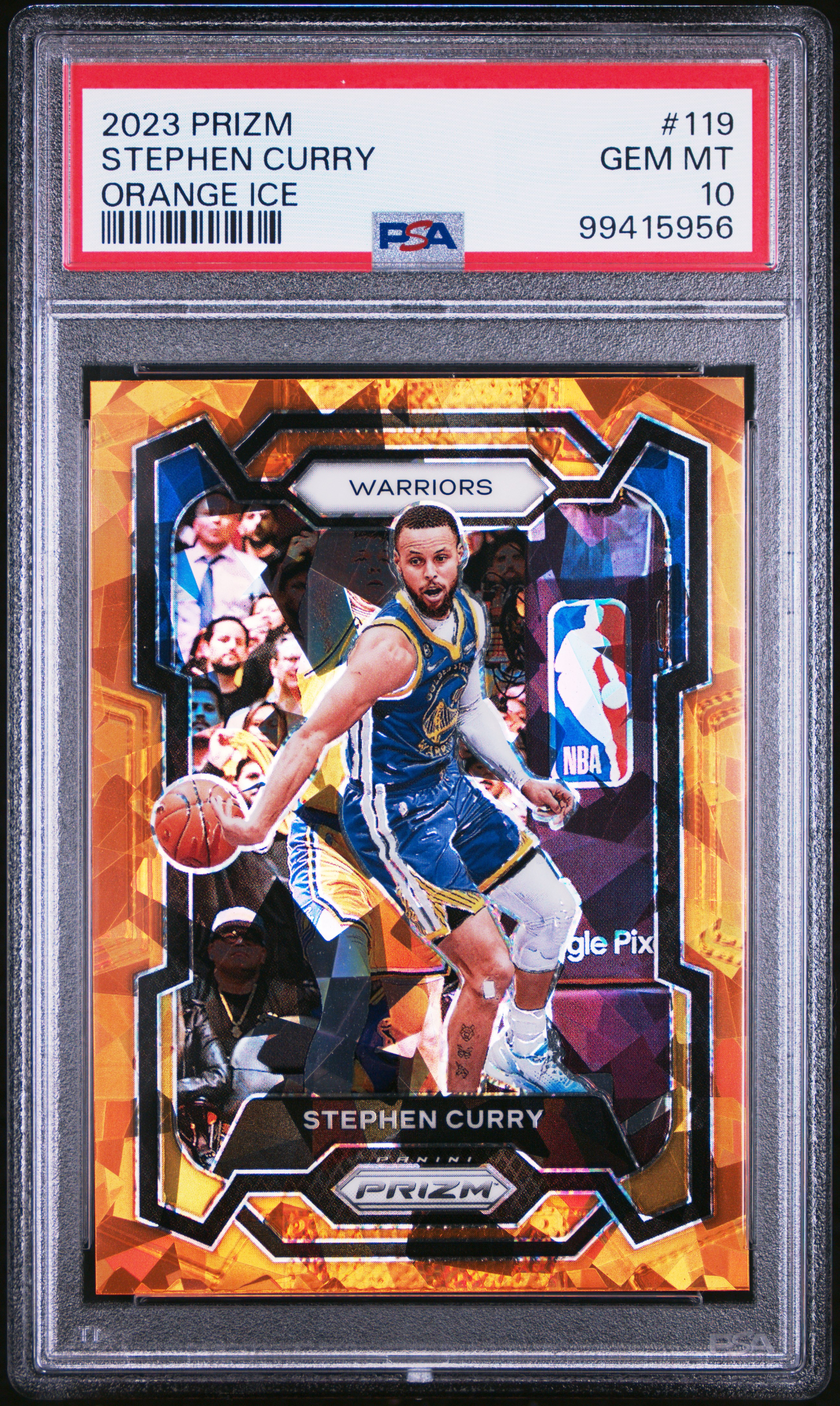 2023 Panini Prizm Stephen Curry #119 (Orange Ice) Gem Mt 10 front