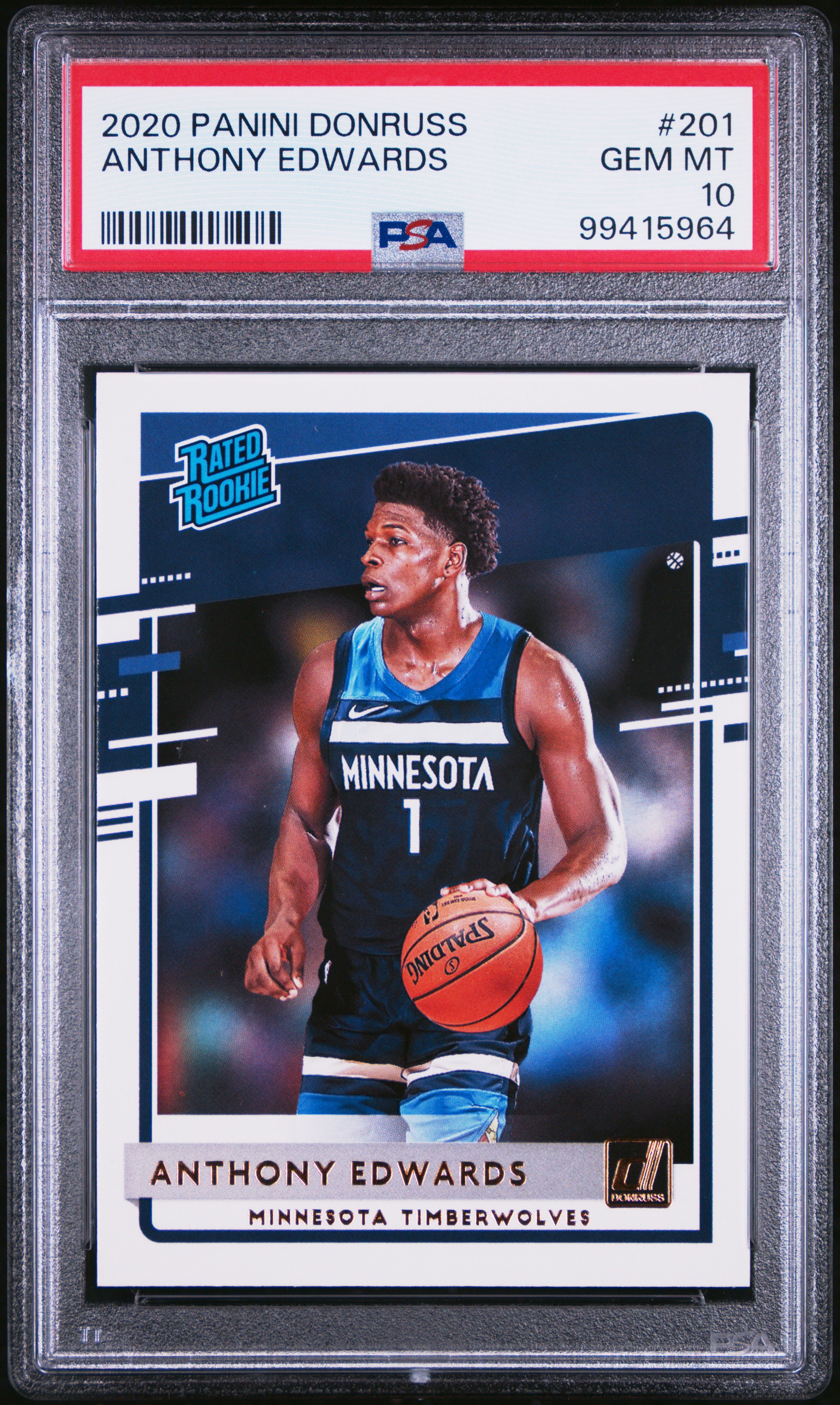 2020 Panini Donruss Anthony Edwards #201 Gem Mt 10 front