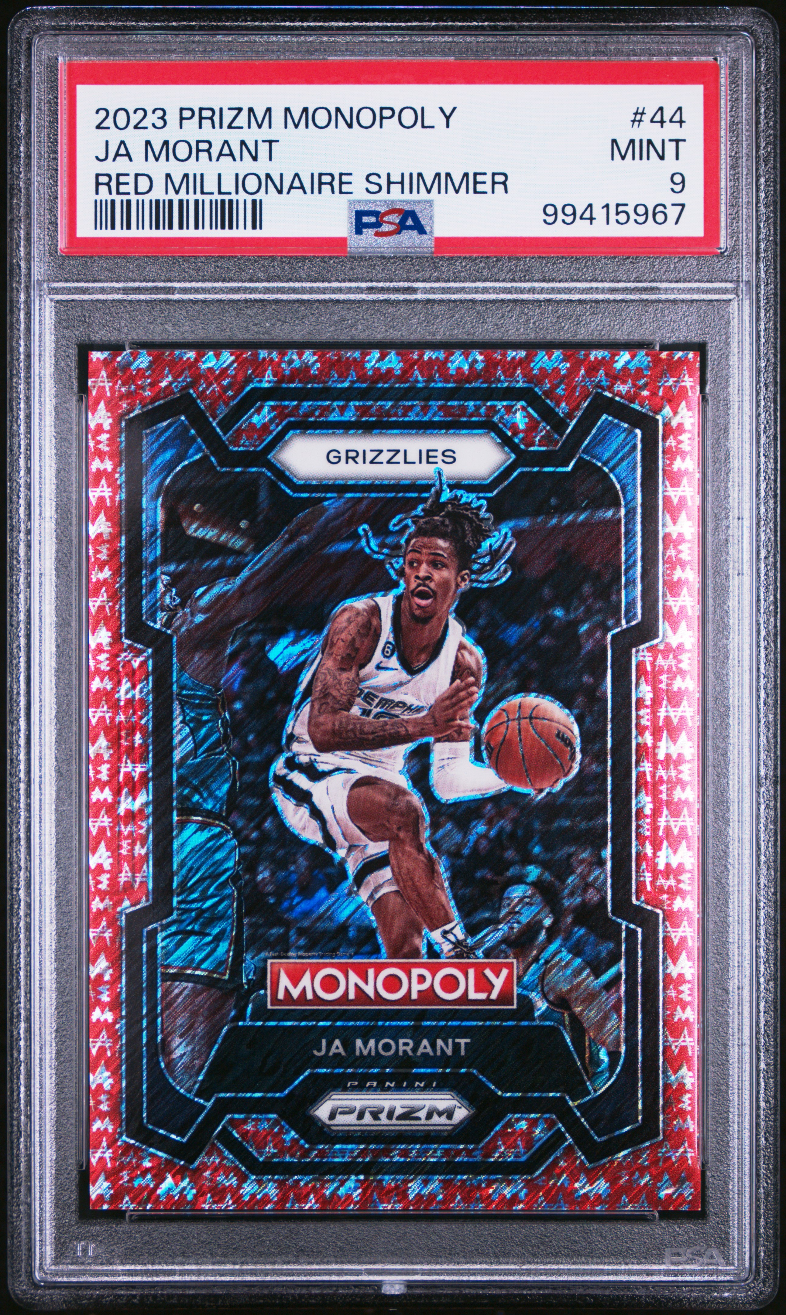 2023 Panini Prizm Monopoly Ja Morant #44 (Red Millionaire Shimmer) Mint 9 front