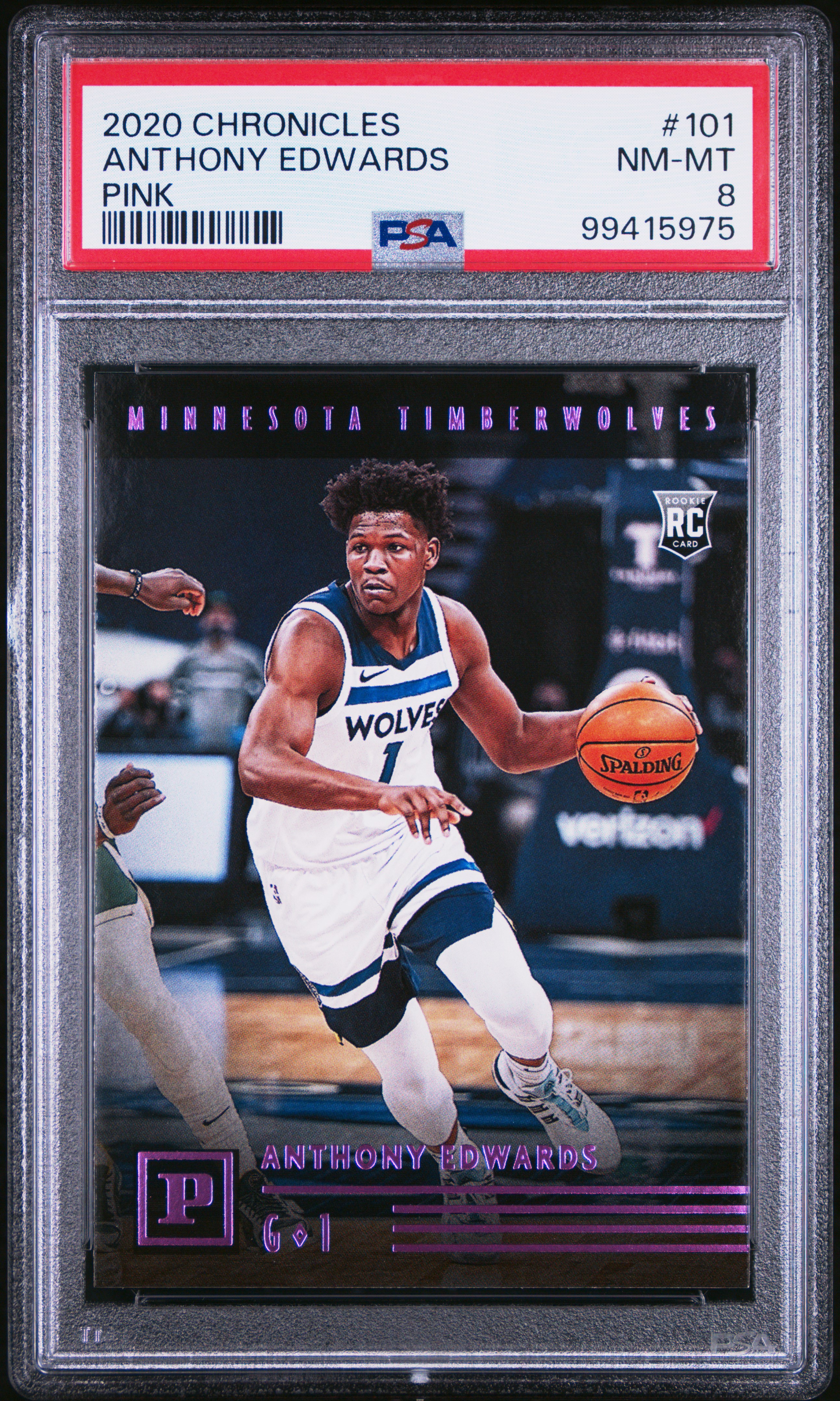 2020 Panini Chronicles Anthony Edwards #101 (Pink) Nm-Mt 8 front