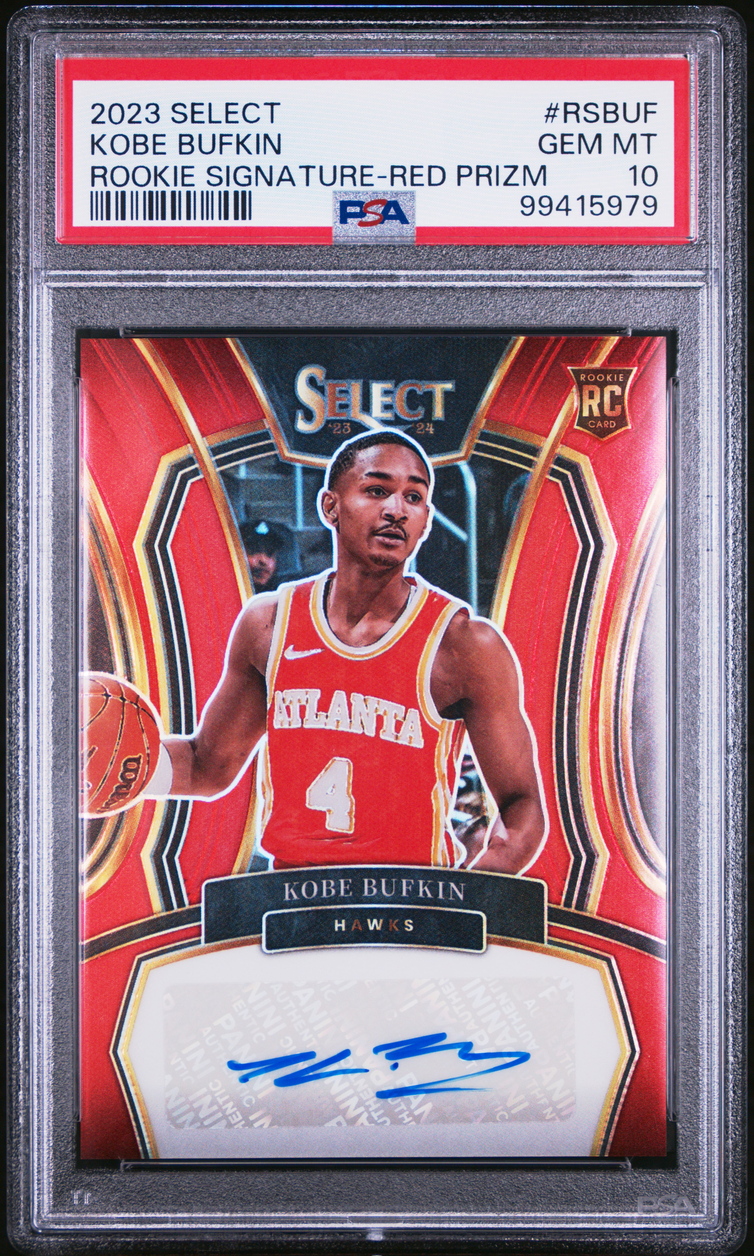 2023 Panini Select Rookie Signatures Kobe Bufkin #Rsbuf (Rookie Signature-Red Prizm) Gem Mt 10 front