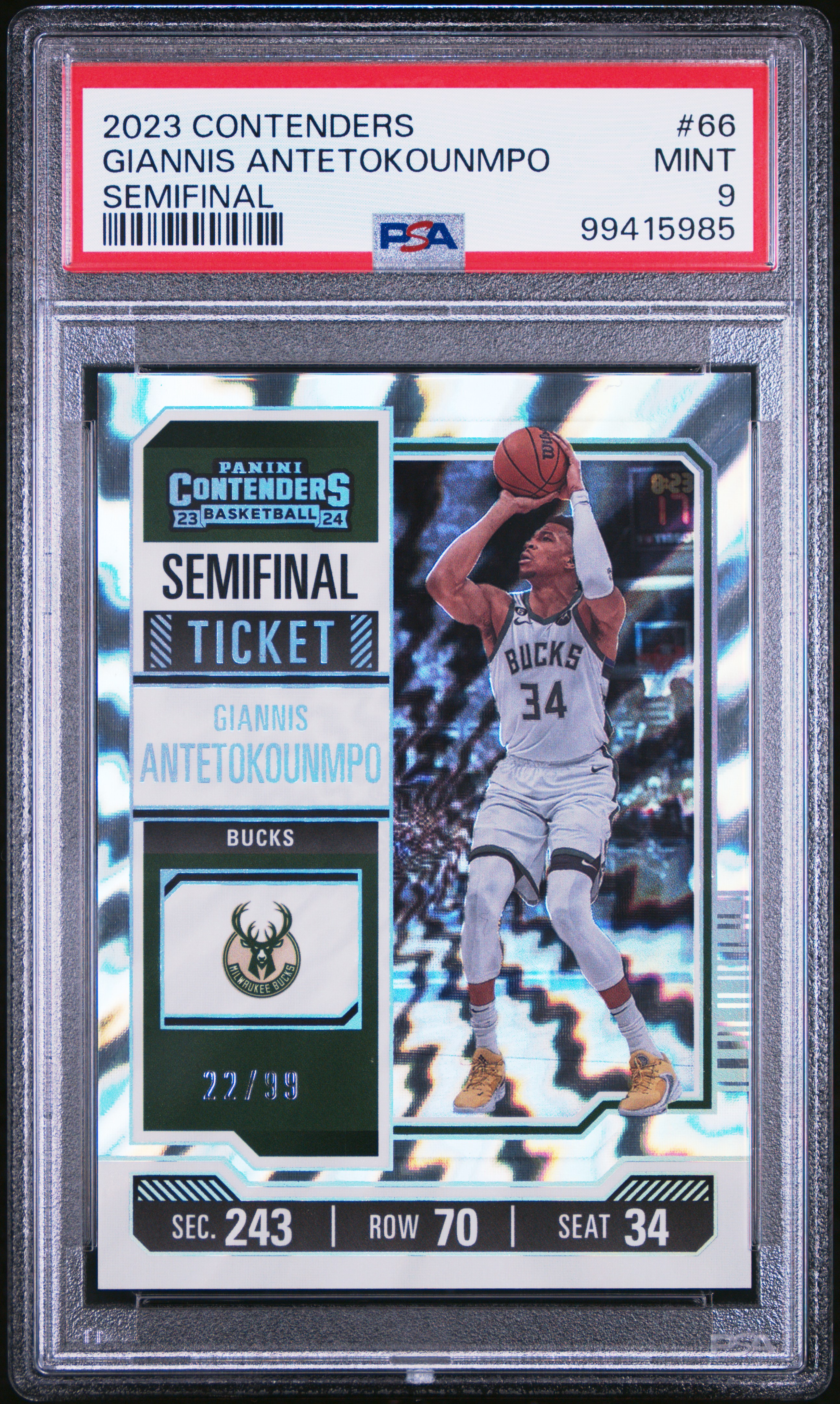 2023 Panini Contenders Giannis Antetokounmpo #66 (Semifinal) Mint 9 front