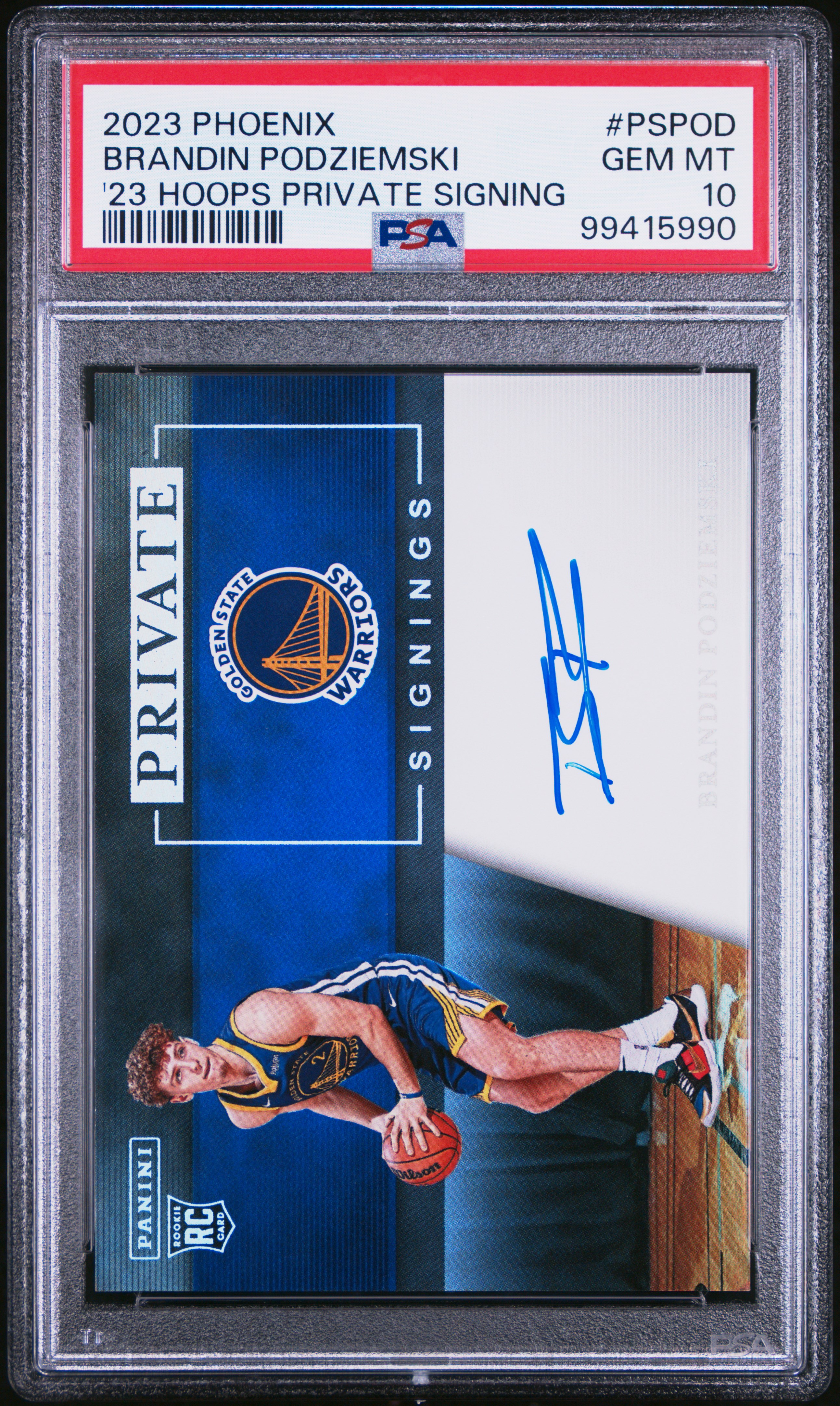 2023 Panini Phoenix 2023 Hoops Private Signings Brandin Podziemski #Pspod ('23 Hoops Private Signing) Gem Mt 10 front