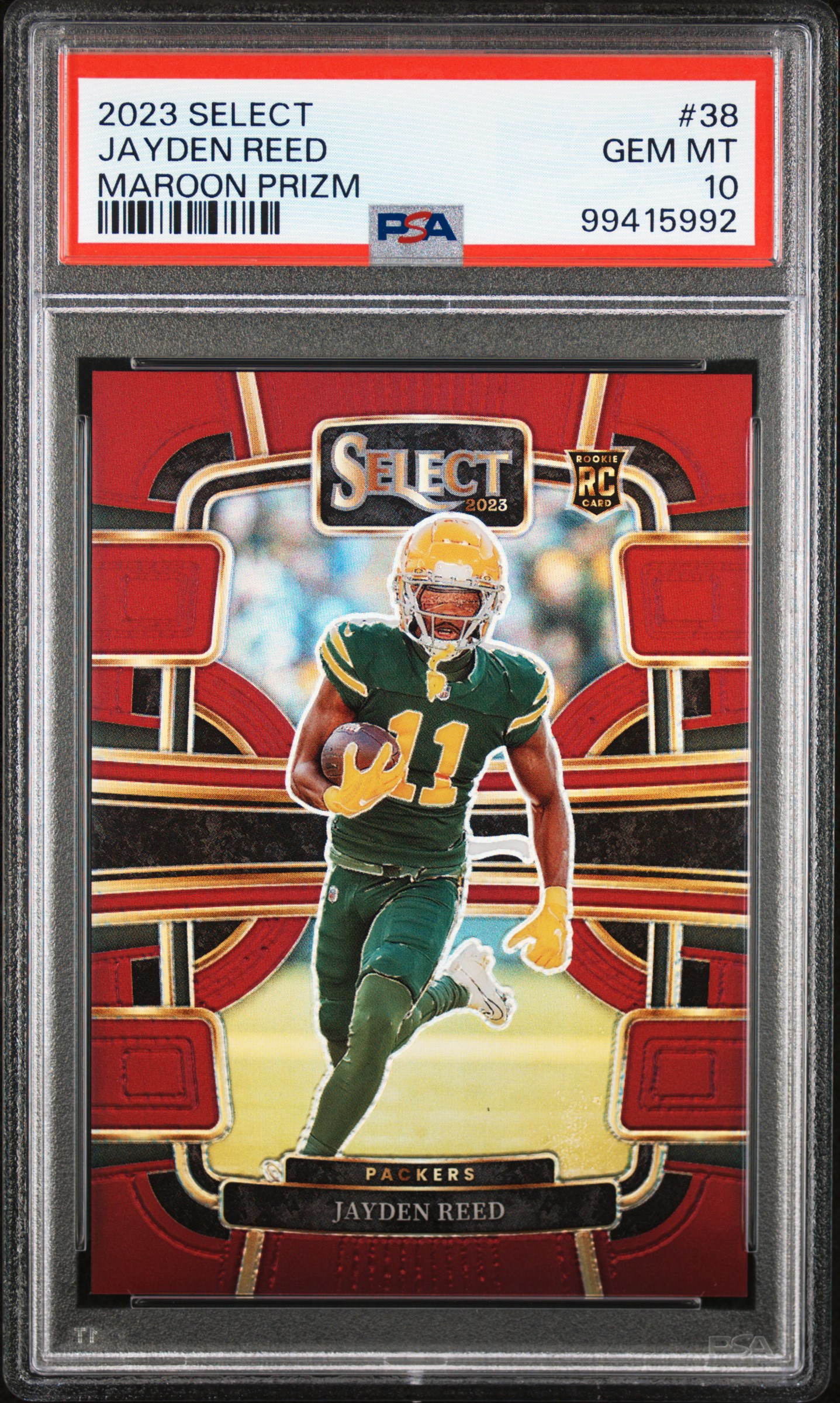 2023 Panini Select Jayden Reed #38 (Maroon Prizm) Gem Mt 10 front