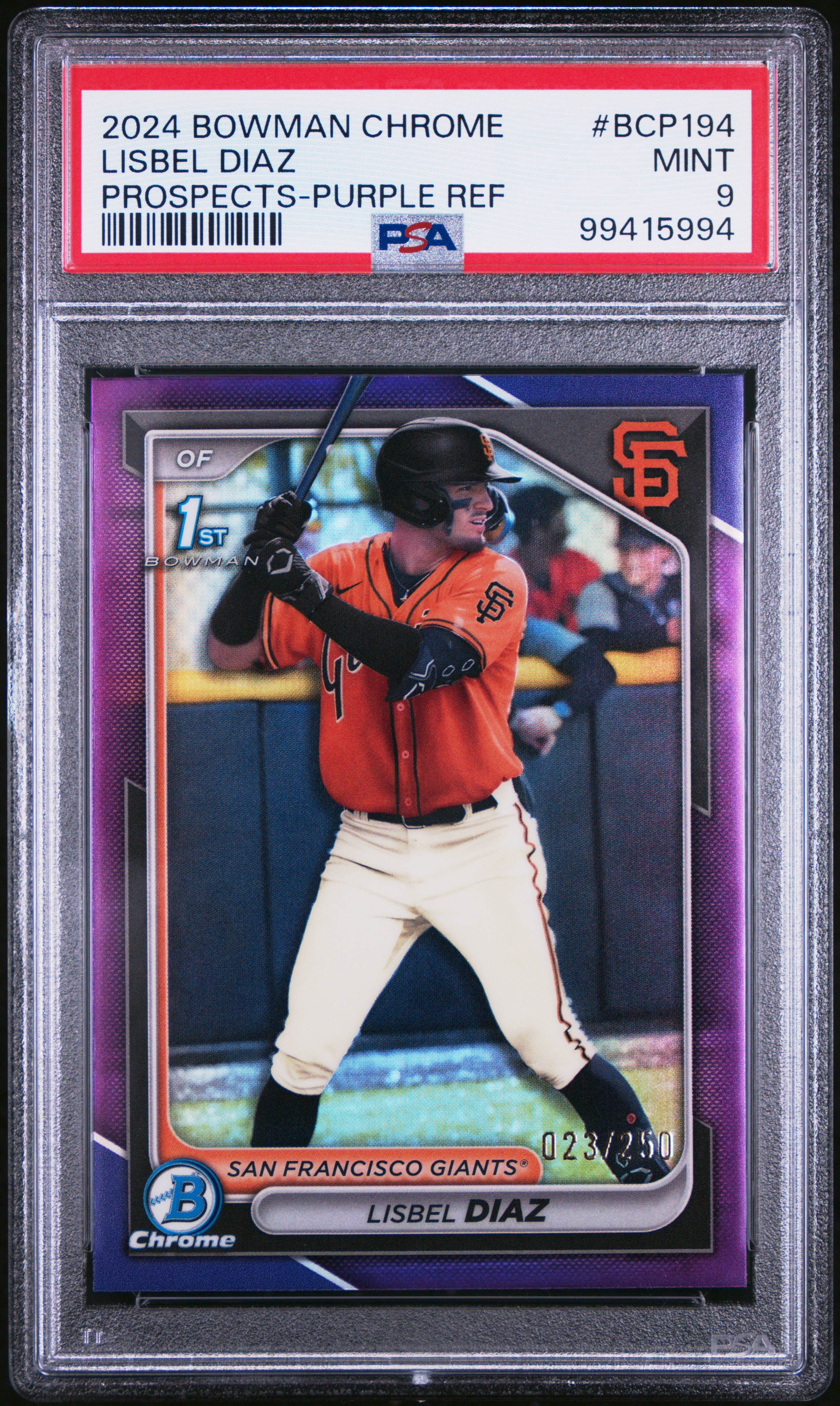 2024 Bowman Chrome Prospects Lisbel Diaz #Bcp194 (Prospects-Purple Ref) Mint 9 front