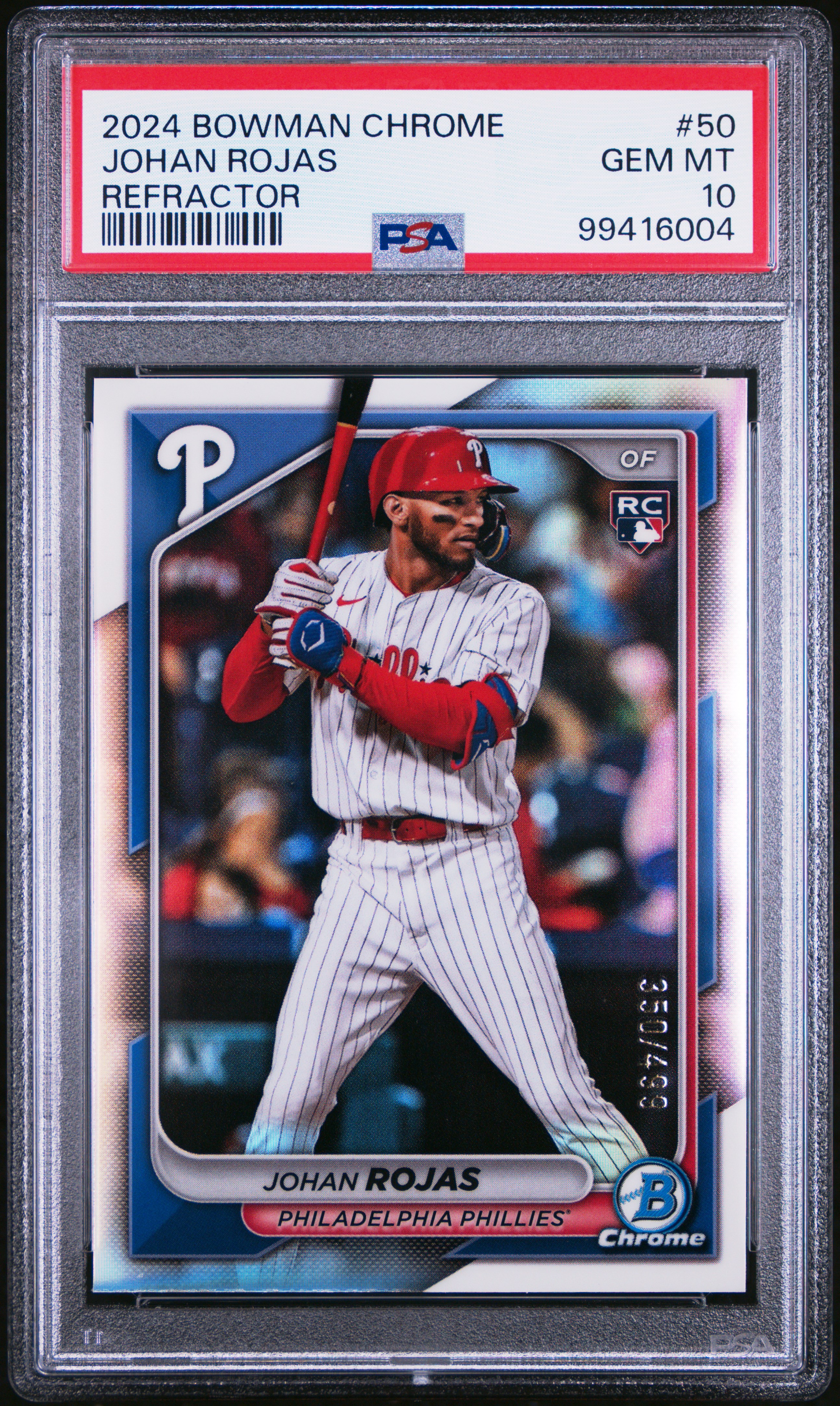 2024 Bowman Chrome Johan Rojas #50 (Refractor) Gem Mt 10 front