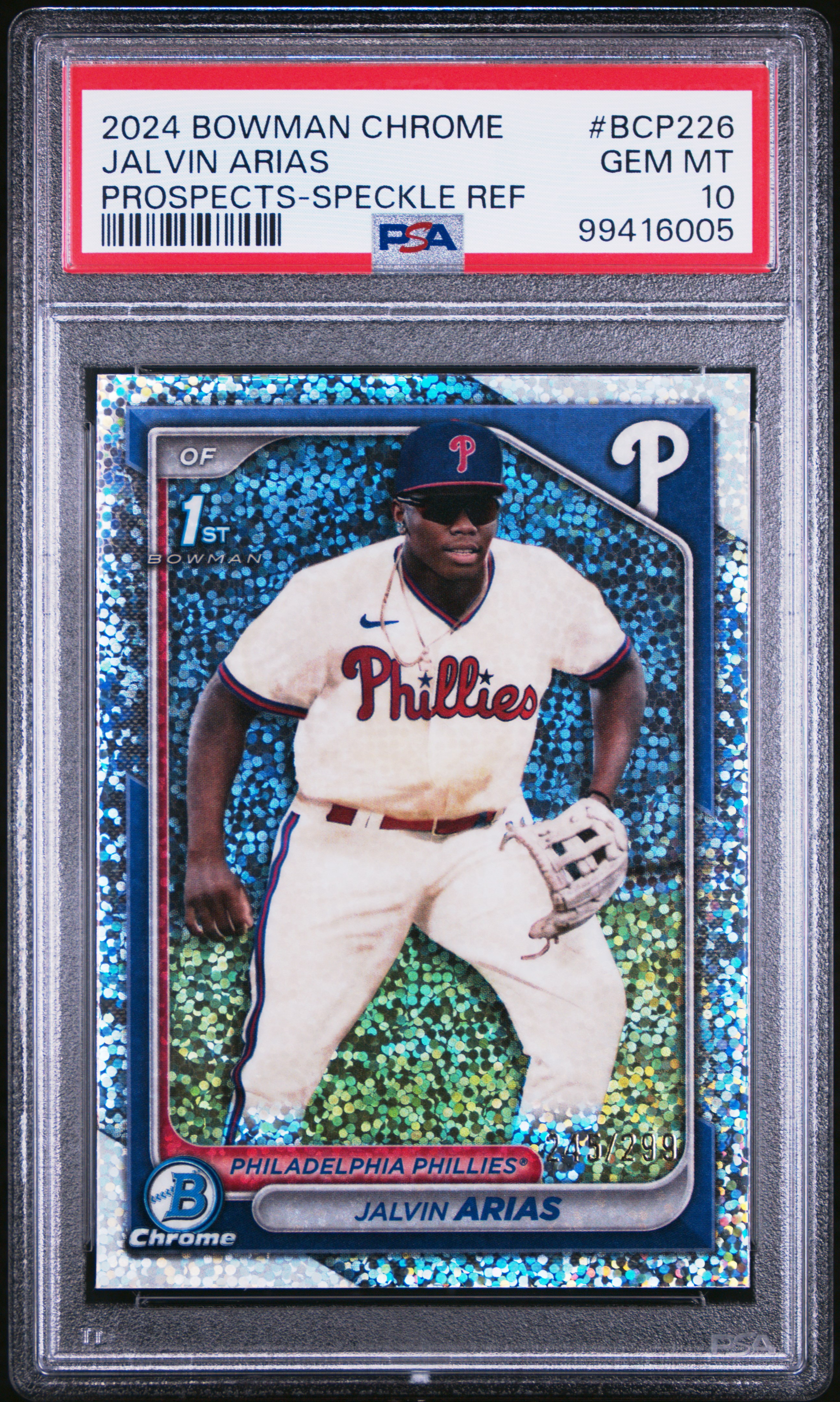 2024 Bowman Chrome Prospects Jalvin Arias #Bcp226 (Prospects-Speckle Ref) Gem Mt 10 front