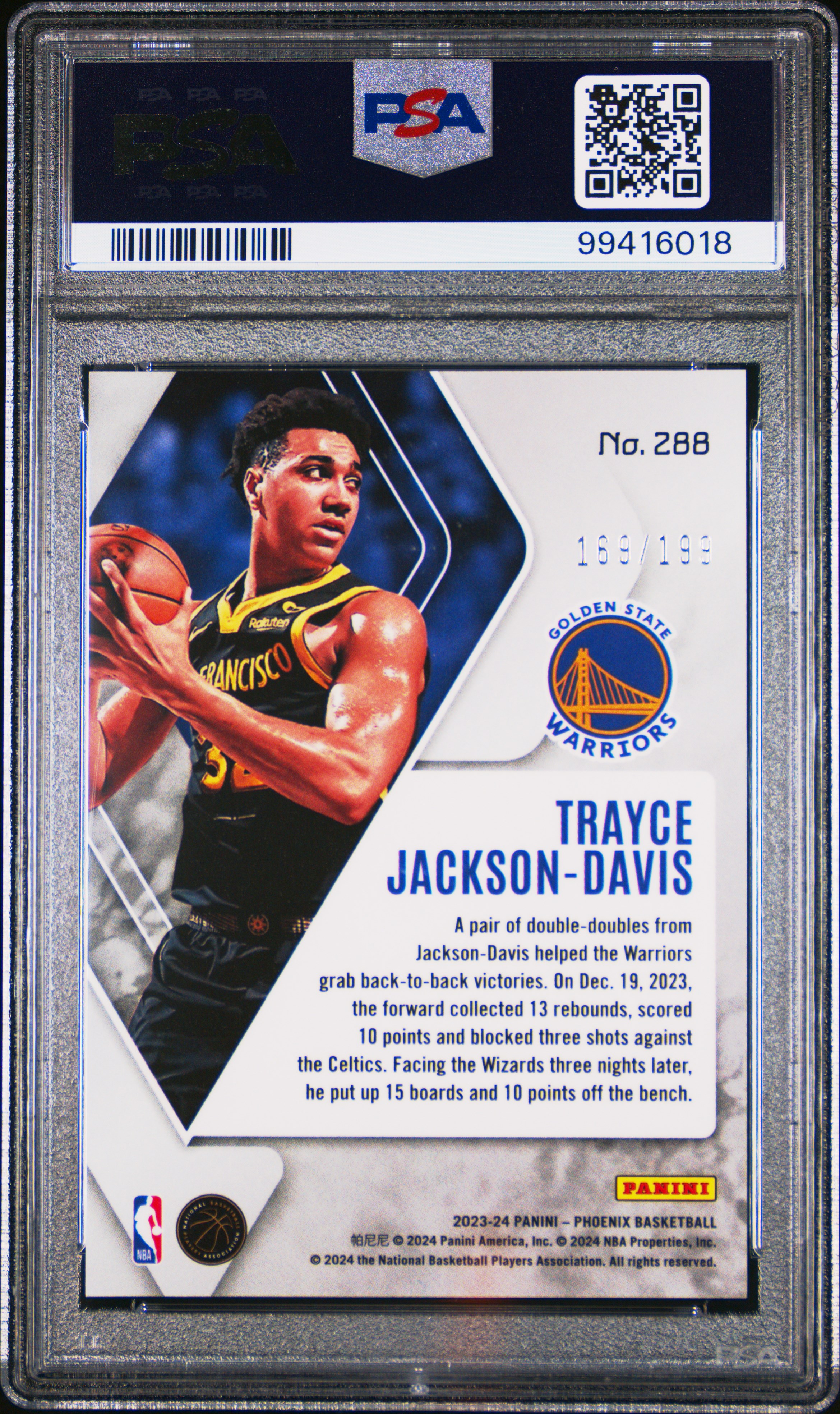 2023 Panini Phoenix Trayce Jackson-Davis #288 (Red) Mint 9 back