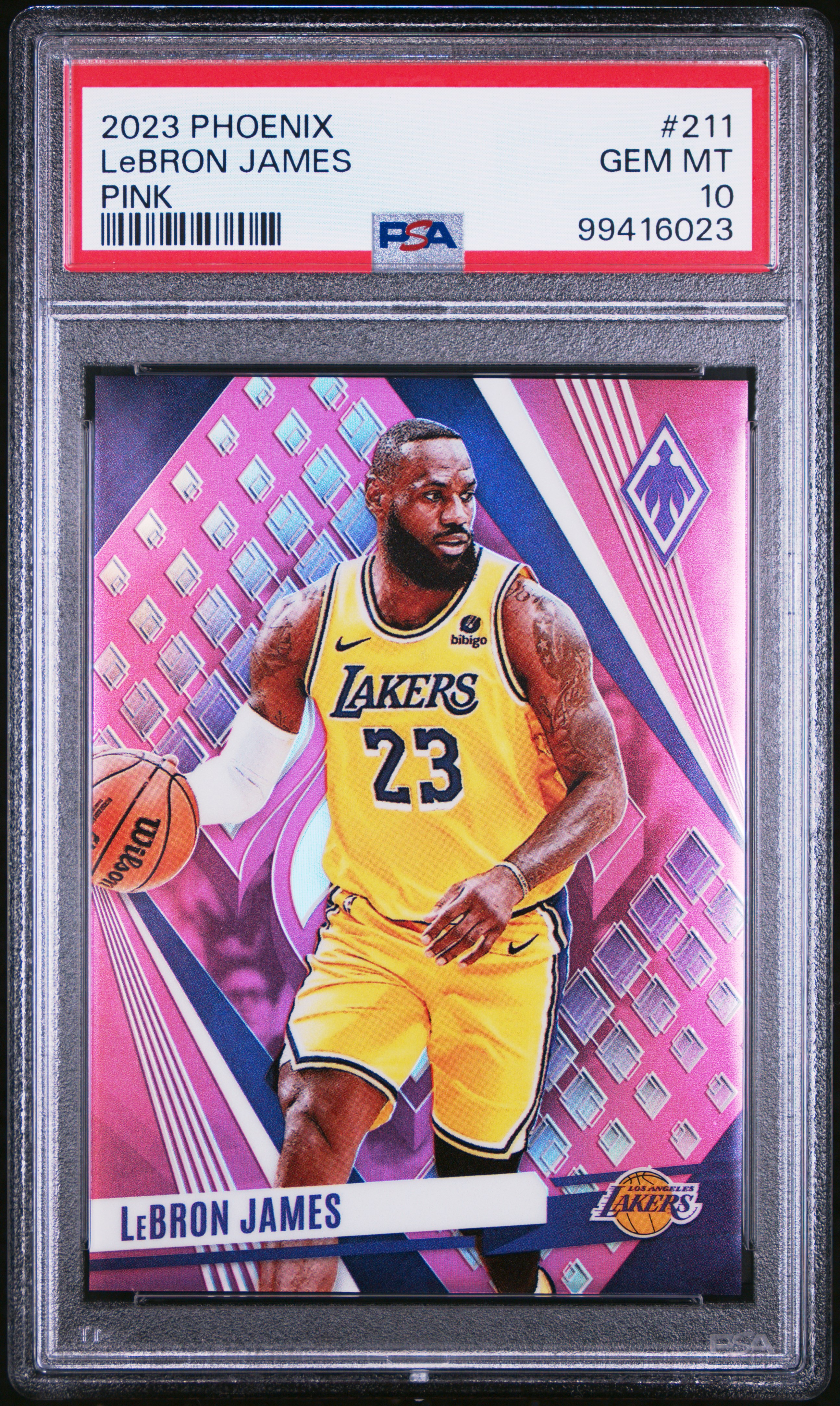 2023 Panini Phoenix Lebron James #211 (Pink) Gem Mt 10 front